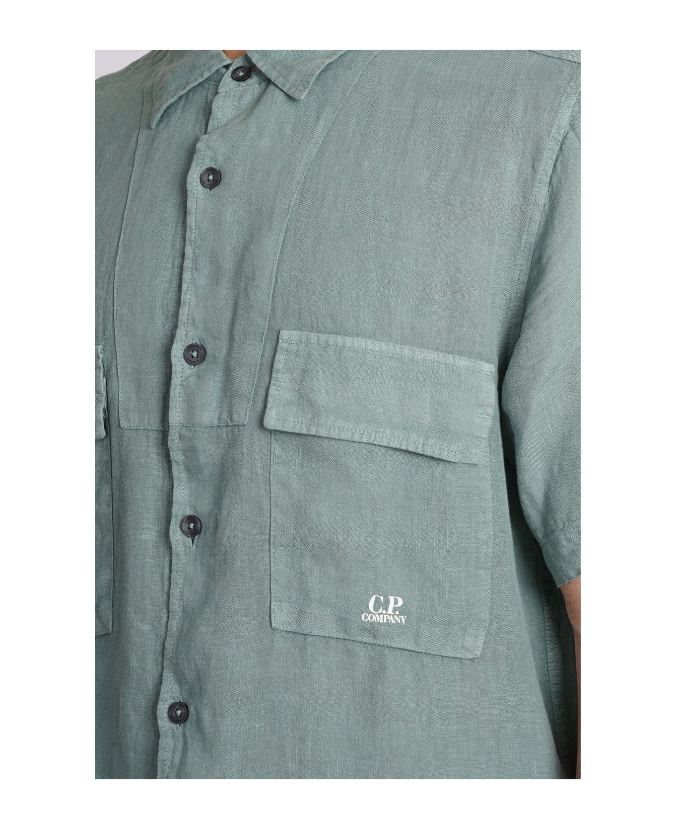 C.P. Company Shirt In Green Linen - green