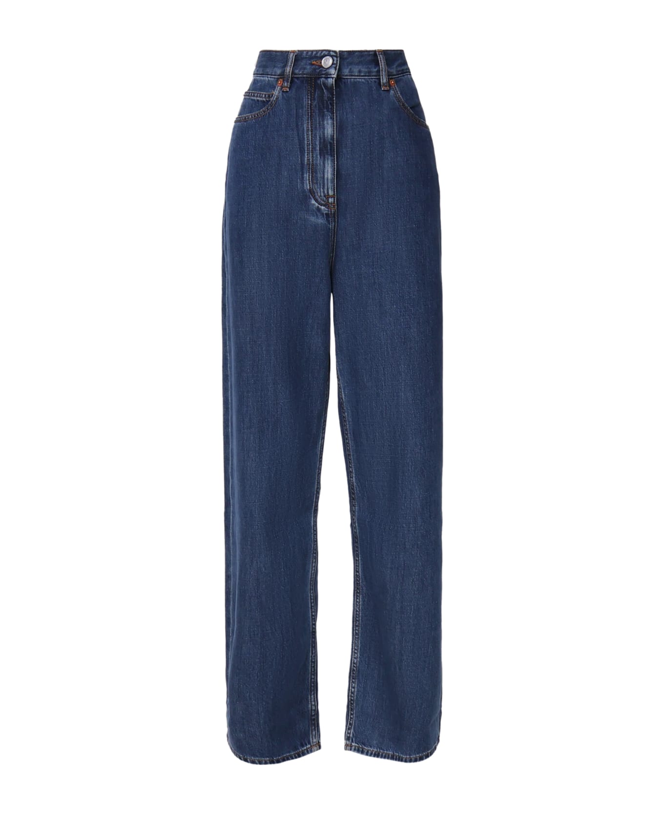 Valentino Garavani Wide Leg High-waisted Jeans - MEDIUM BLUE DENIM