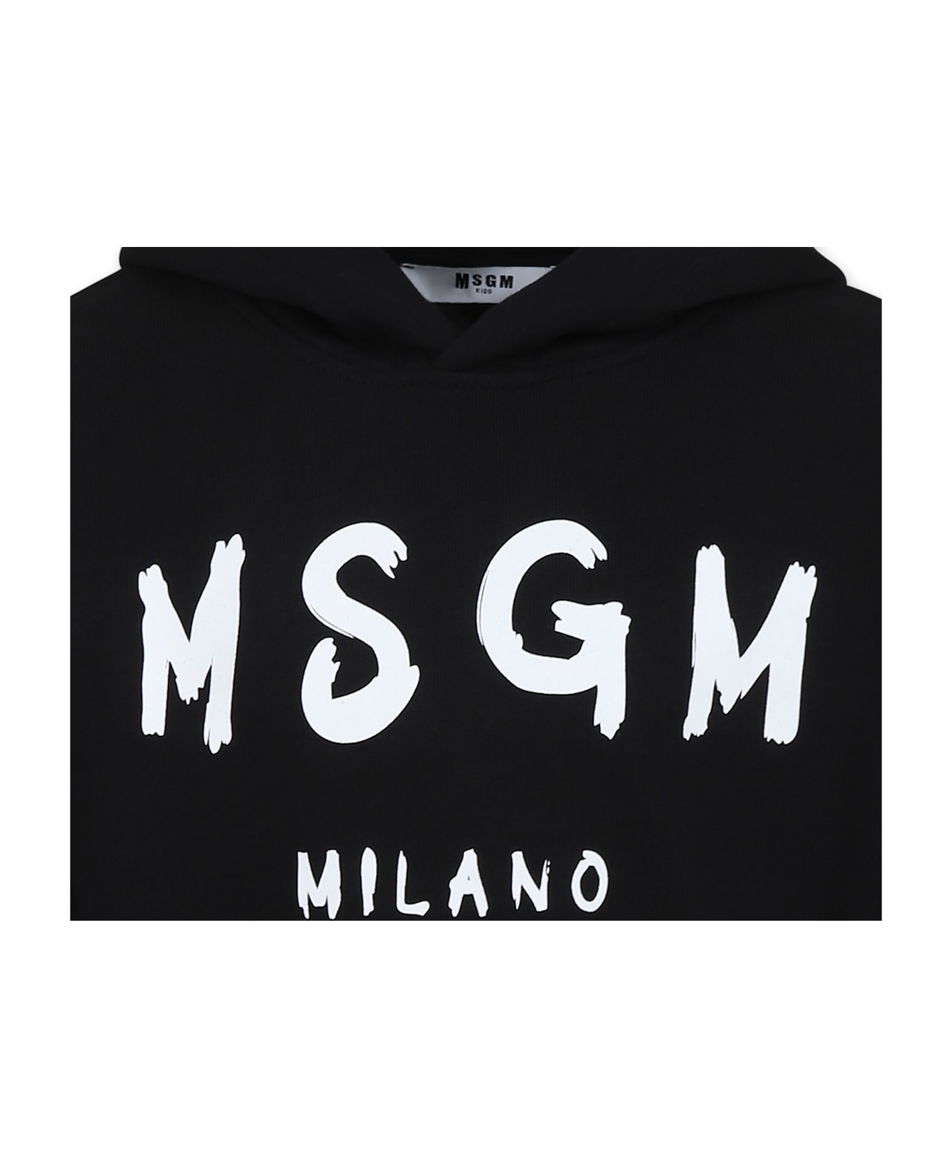 MSGM Black Sweatshirt For Kids With Logo - Black