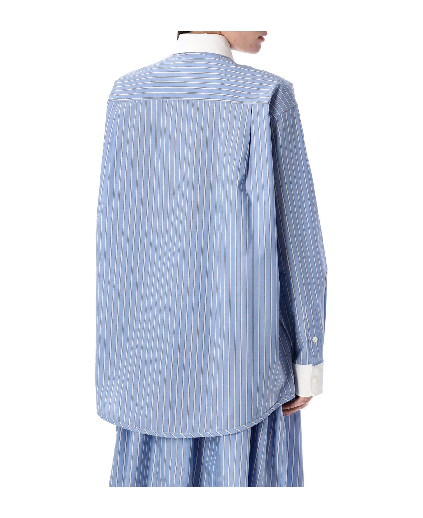 Marni Embroidered Poplin Oversize Shirt - BLUE STRIPES