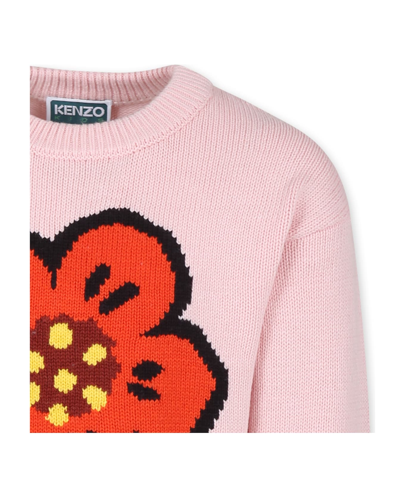 Kenzo Kids Pink Sweater For Girl With Poppy - Pink ニットウェア＆スウェットシャツ