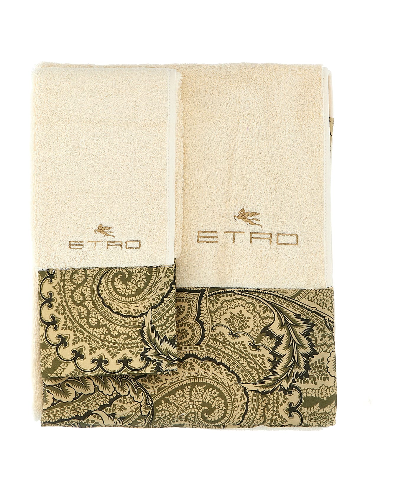 Etro Set Of 2 'bloom' Bath Towels - Green