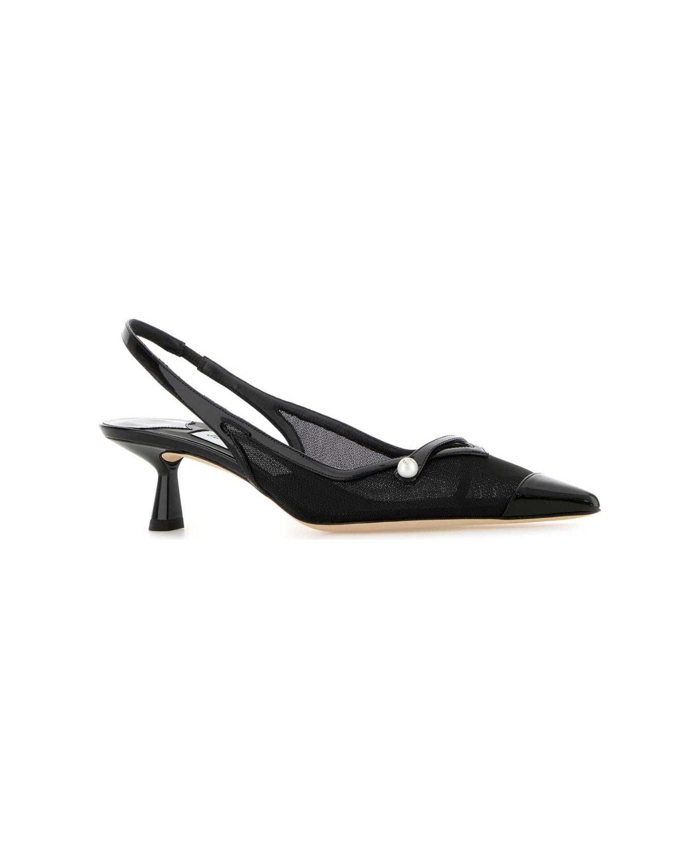 Jimmy Choo Black Mesh Amita 45 Pumps - BLACKBLACK