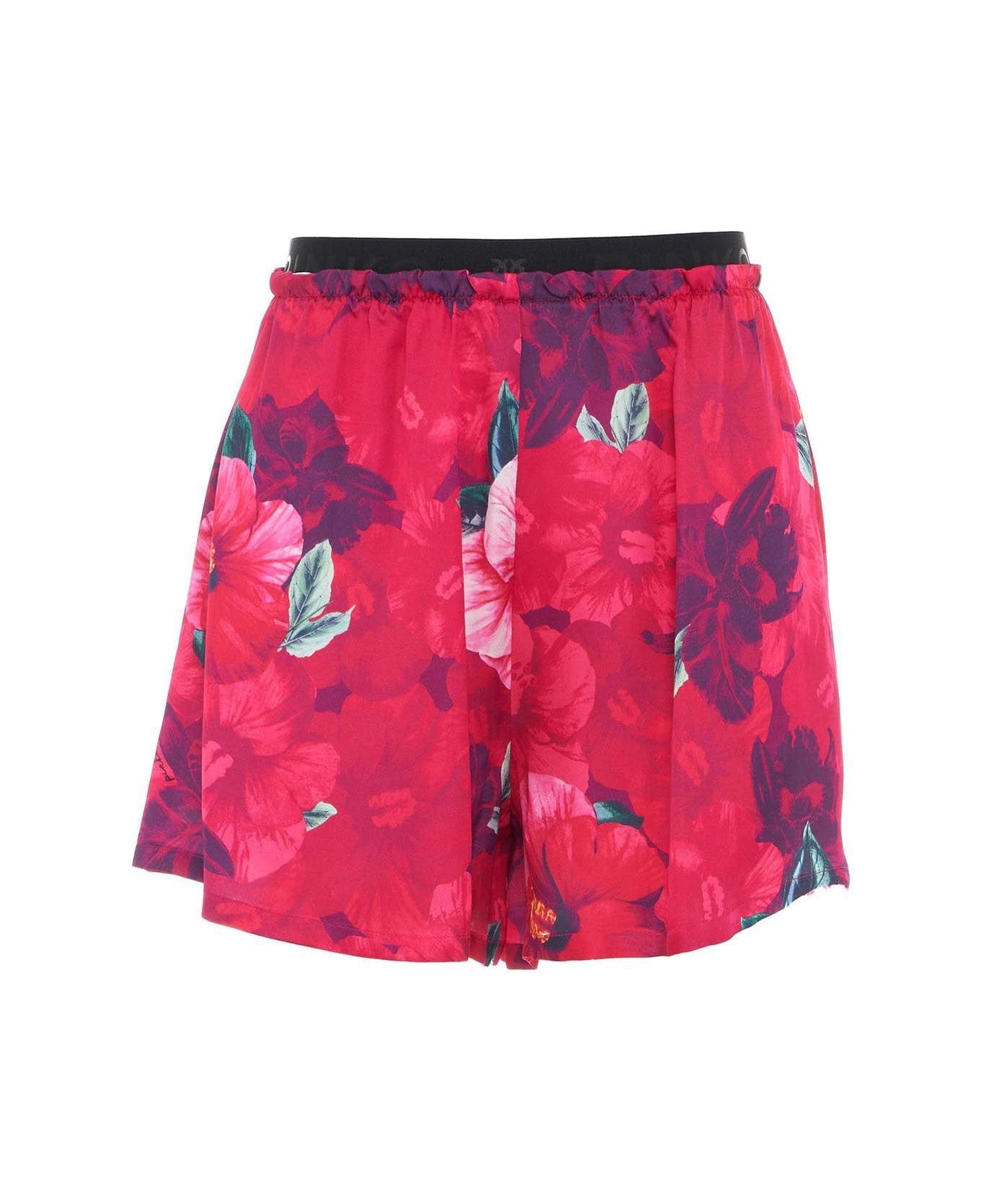 Pinko Flowing Hibiscus Printed Shorts	Cus - Multicolor