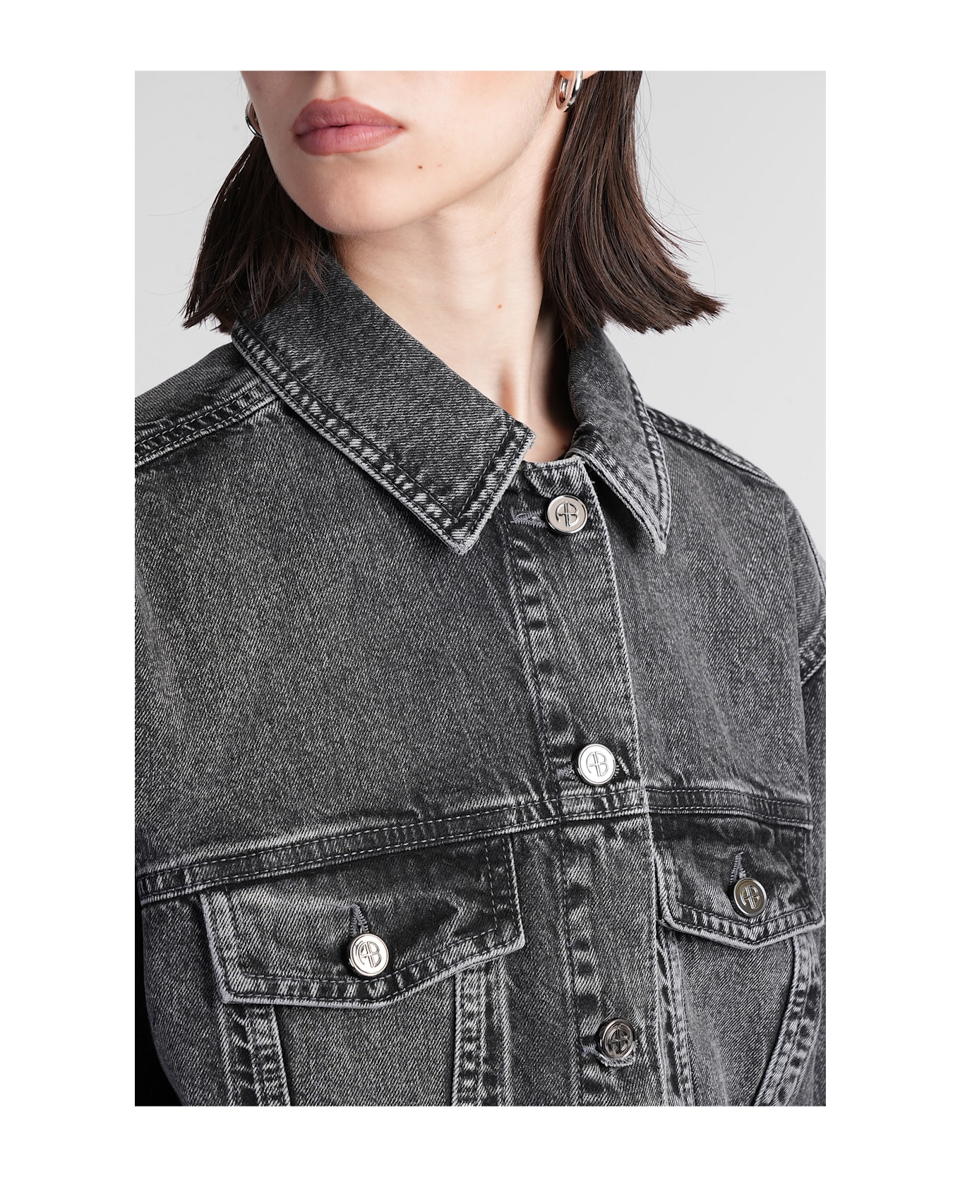 Anine Bing Rory Denim Jackets In Grey Cotton - grey