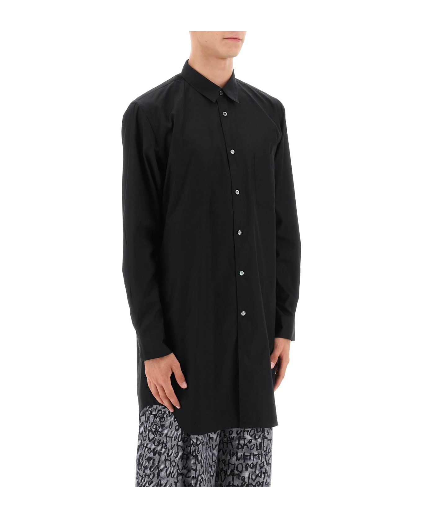 Comme Des Garçons Homme Plus Maxi Shirt In Poplin - BLACK (Black)