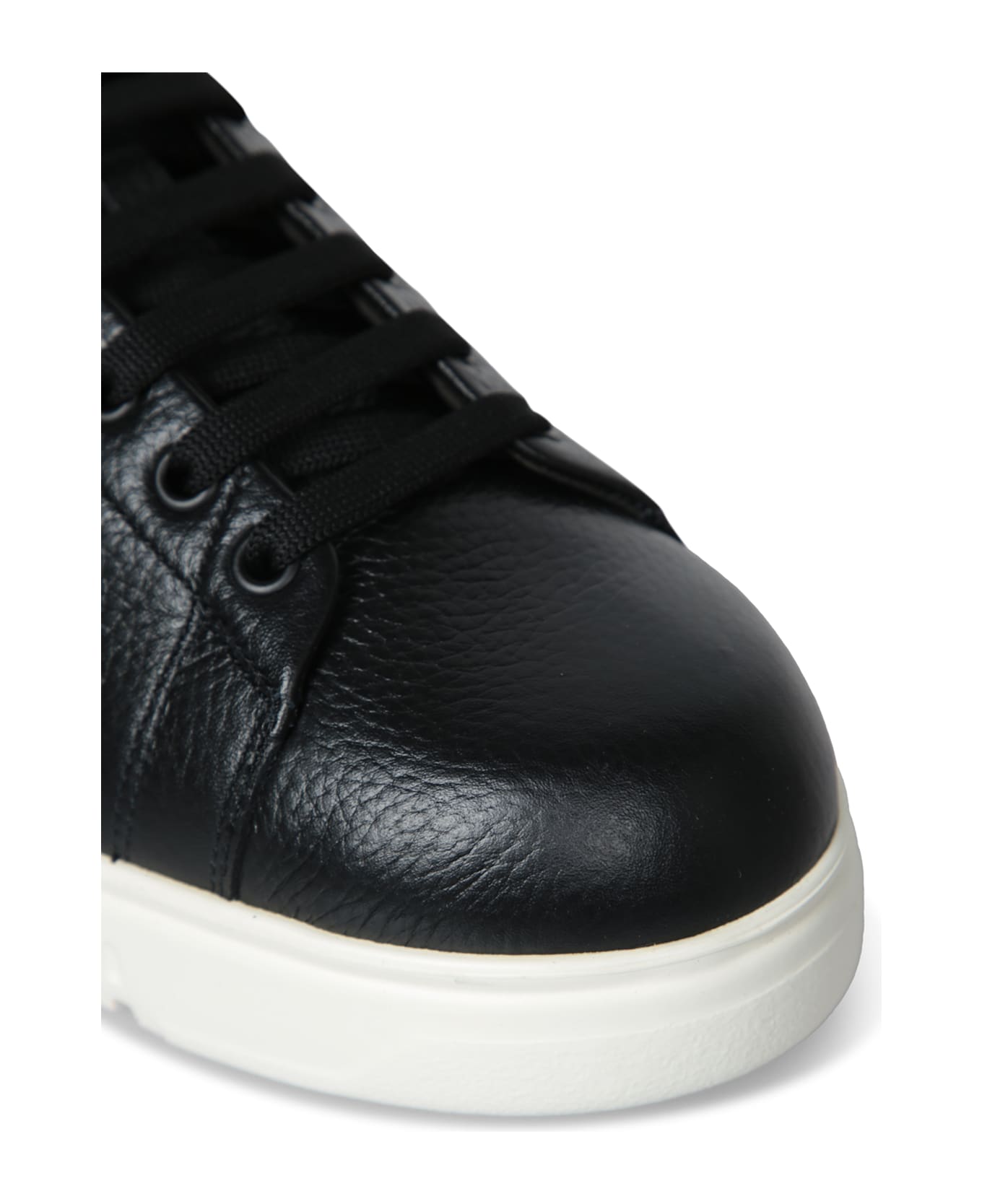 Emporio Armani Icon Grain Black Sneakers - Black