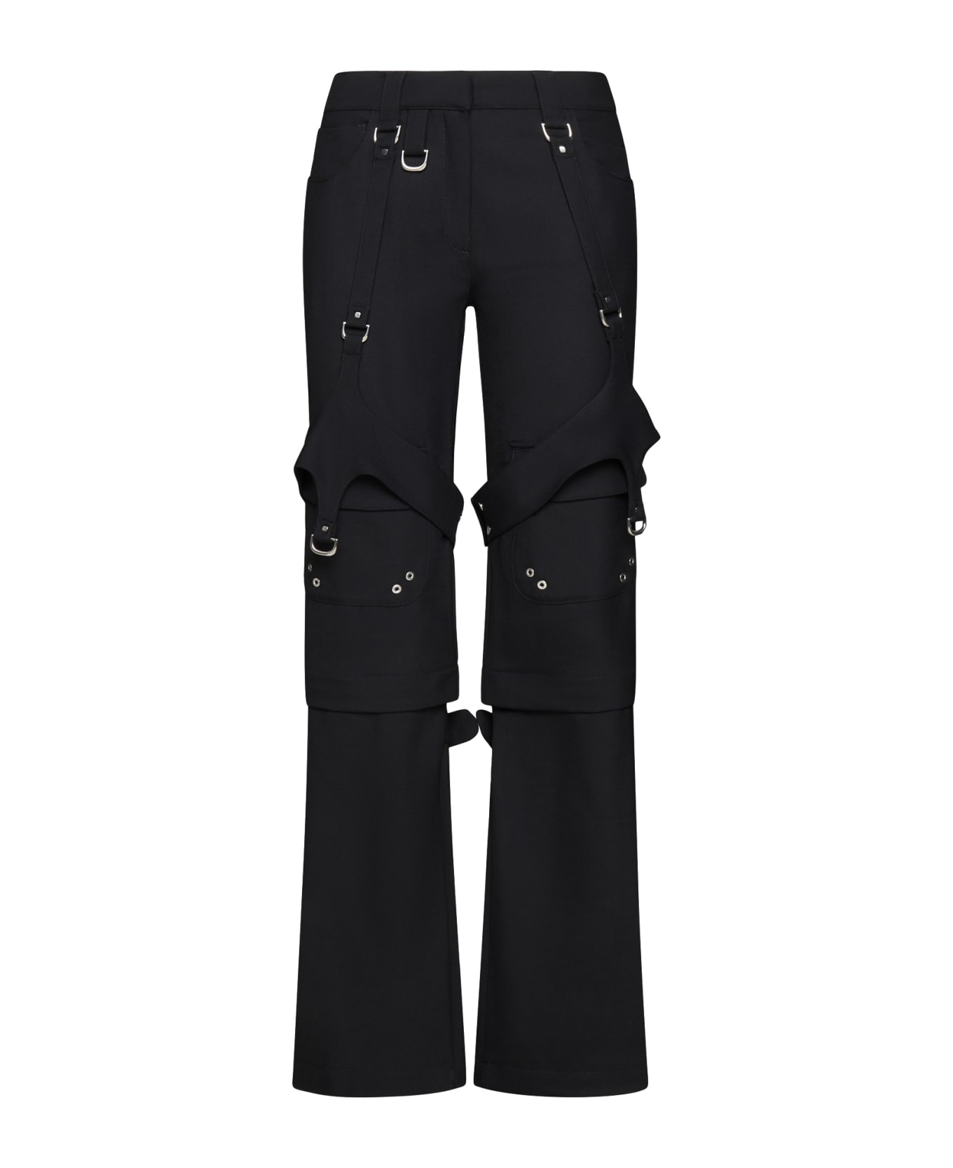 Off-White Wool Blend Cargo Zip Trousers - Black No Color