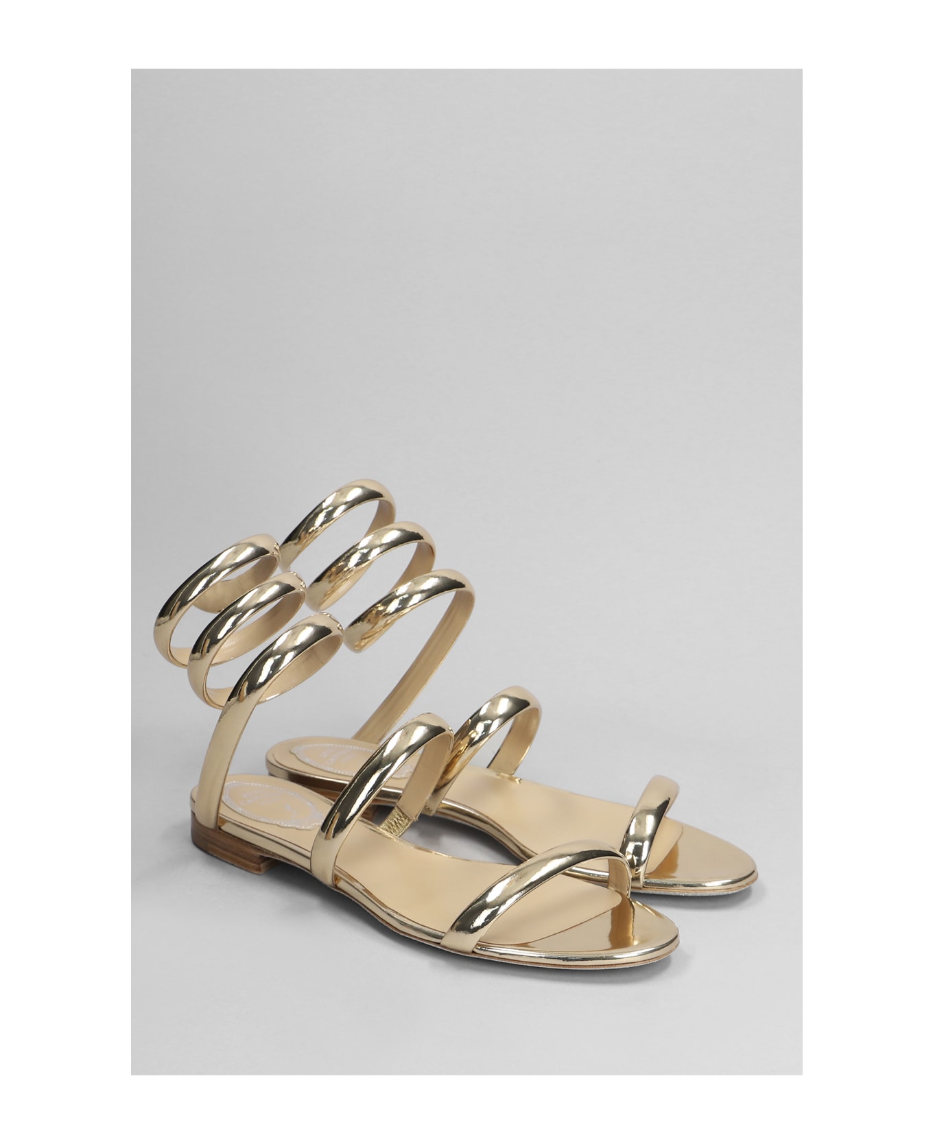 René Caovilla Serpente Sandals In Gold Leather - Gold
