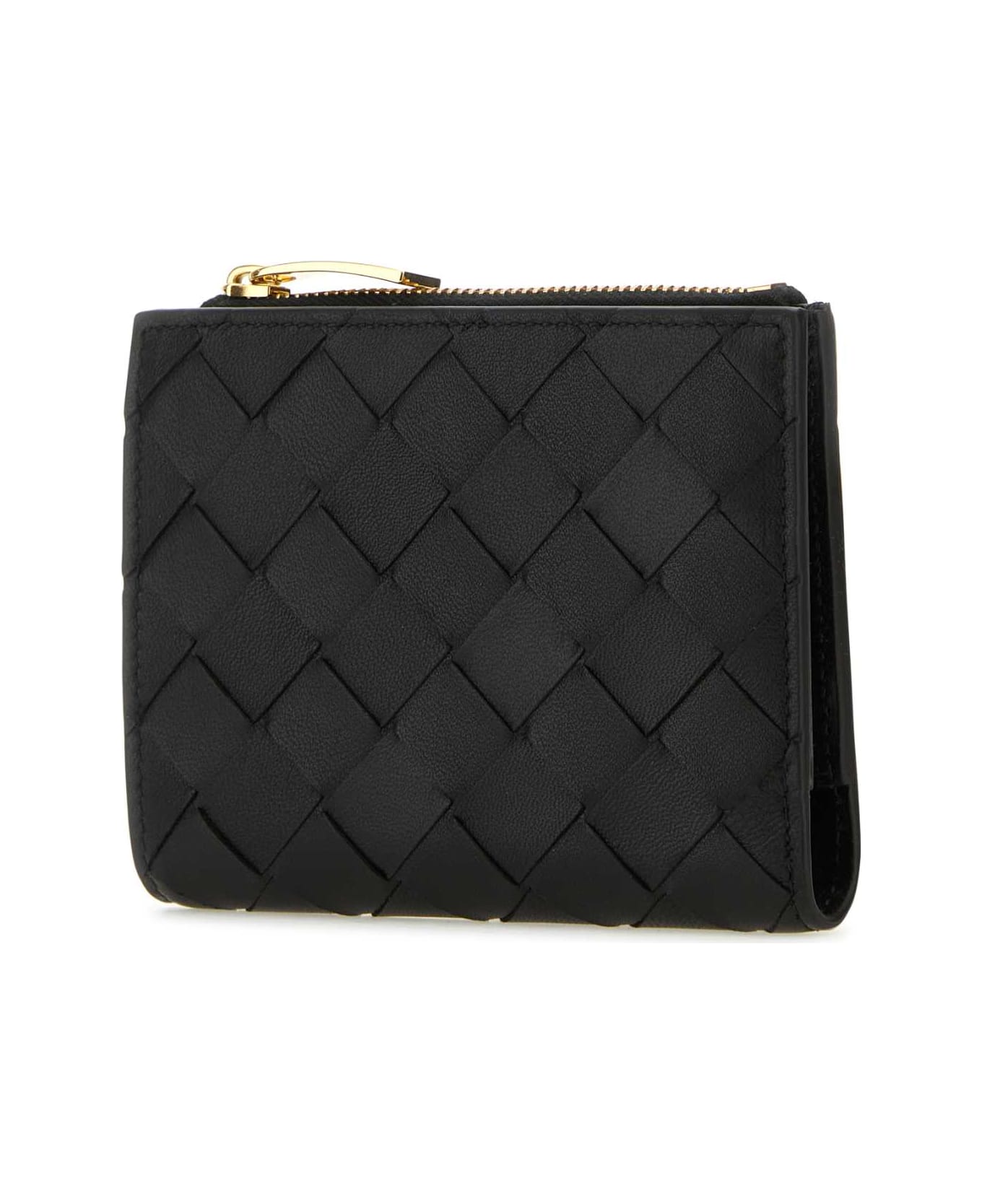 Bottega Veneta Black Leather Small Intrecciato Wallet - BLACK 財布