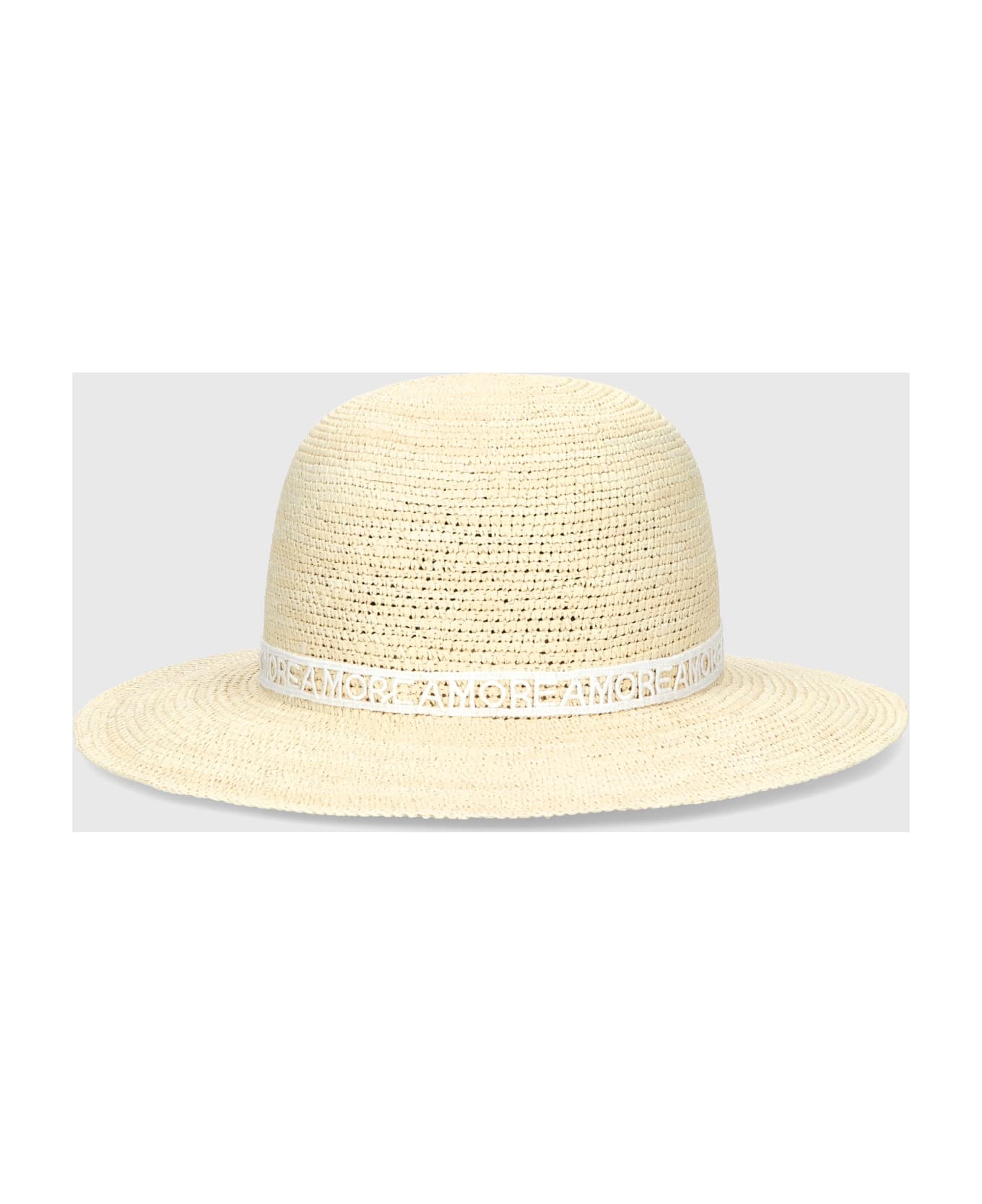 Borsalino Violet Panama Crochet - NATURAL, PATTERNED WHITE HAT BAND 帽子