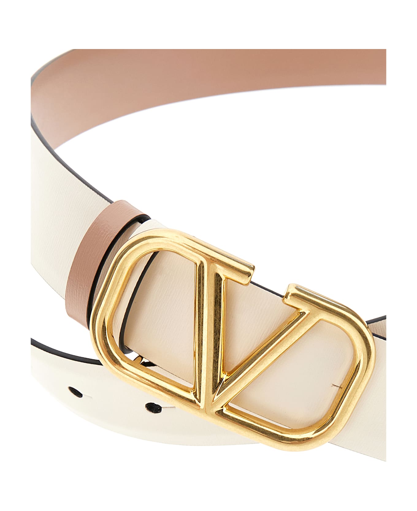 Valentino Garavani Ivory Leather Reversible Belt - IVORYROSE