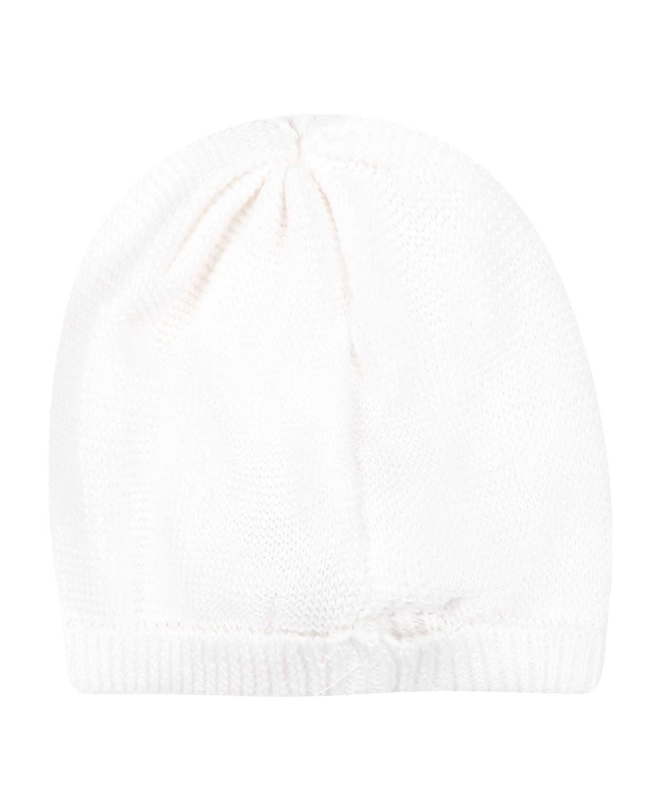 Monnalisa White Hat For Baby Girl With Logo - White アクセサリー＆ギフト