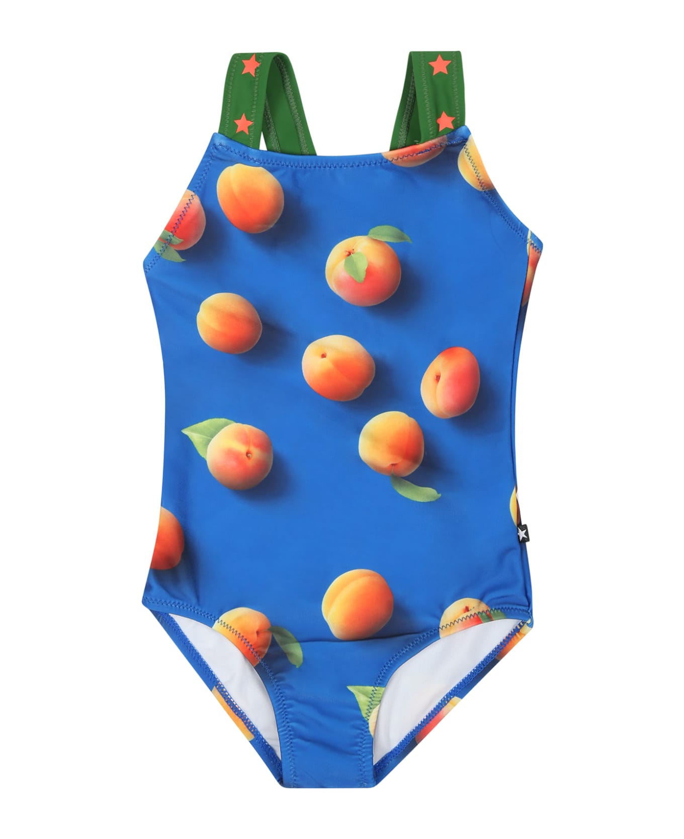 Molo Blue Swimsuit For Baby Girl With Apricot Print - Blue 水着