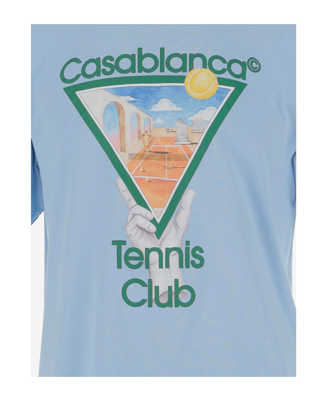 Casablanca Cotton T-shirt With Graphic Print - Clear Blue