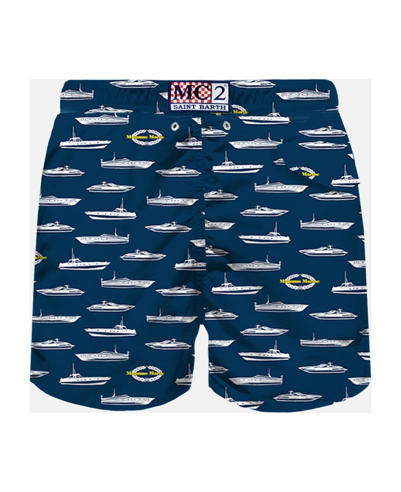 MC2 Saint Barth Man Light Fabric Swim Shorts With Magnum Marine Print | Magnum Marine Special Edition - BLUE