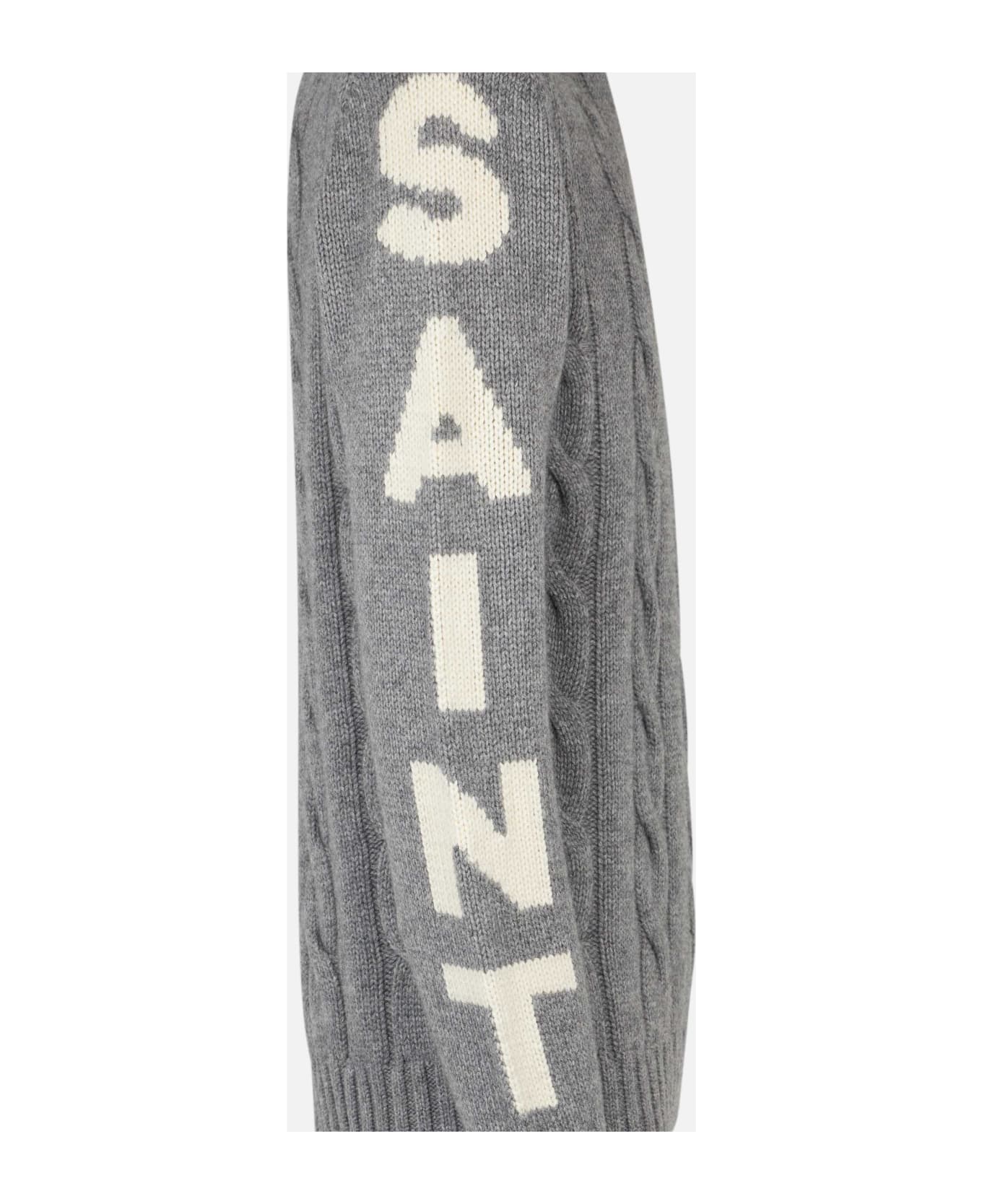 MC2 Saint Barth Man Heavyweight Creweneck Braided Grey Sweater - GREY