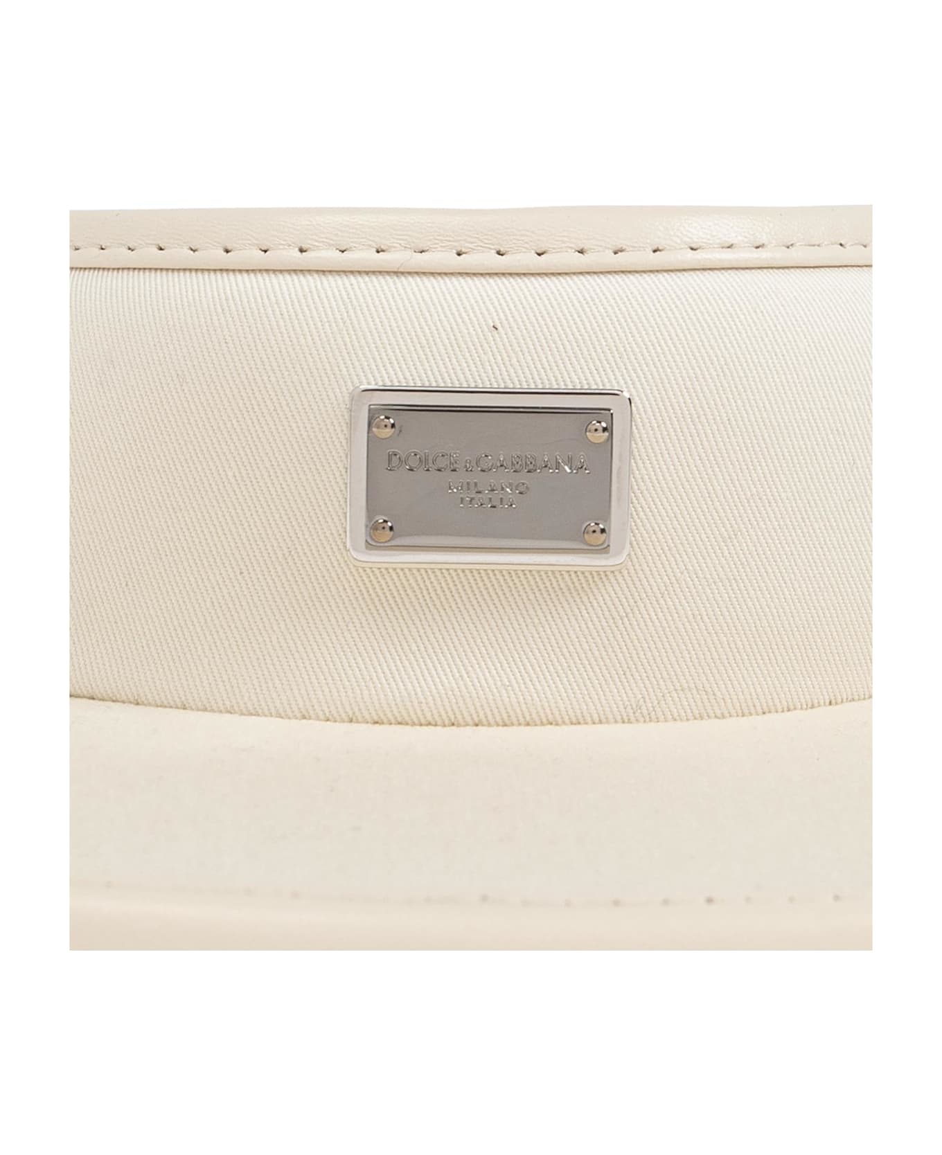 Dolce 
Gabbana Visor With Appliquã© With Engraved Logo - Beige