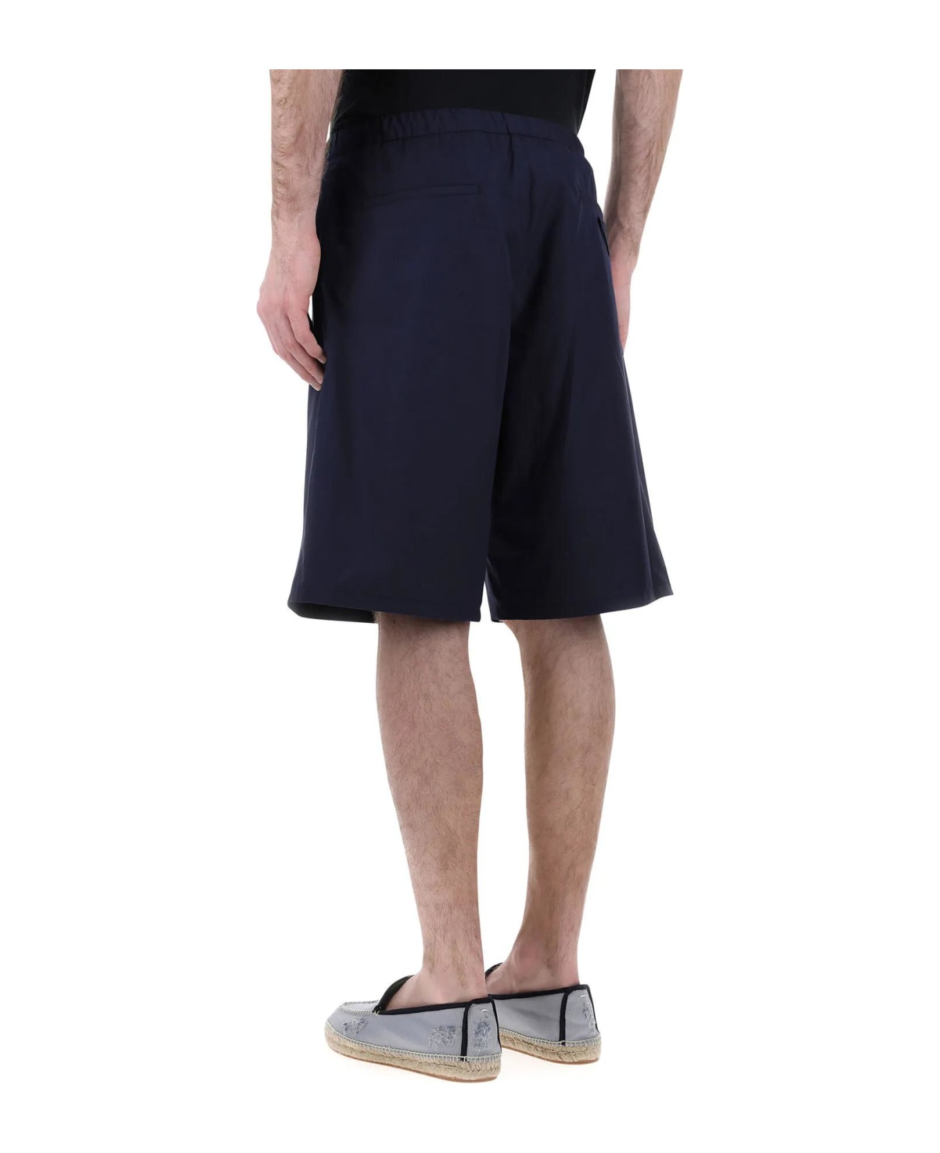 Prada Navy Blue Cotton Bermuda Shorts - Blu