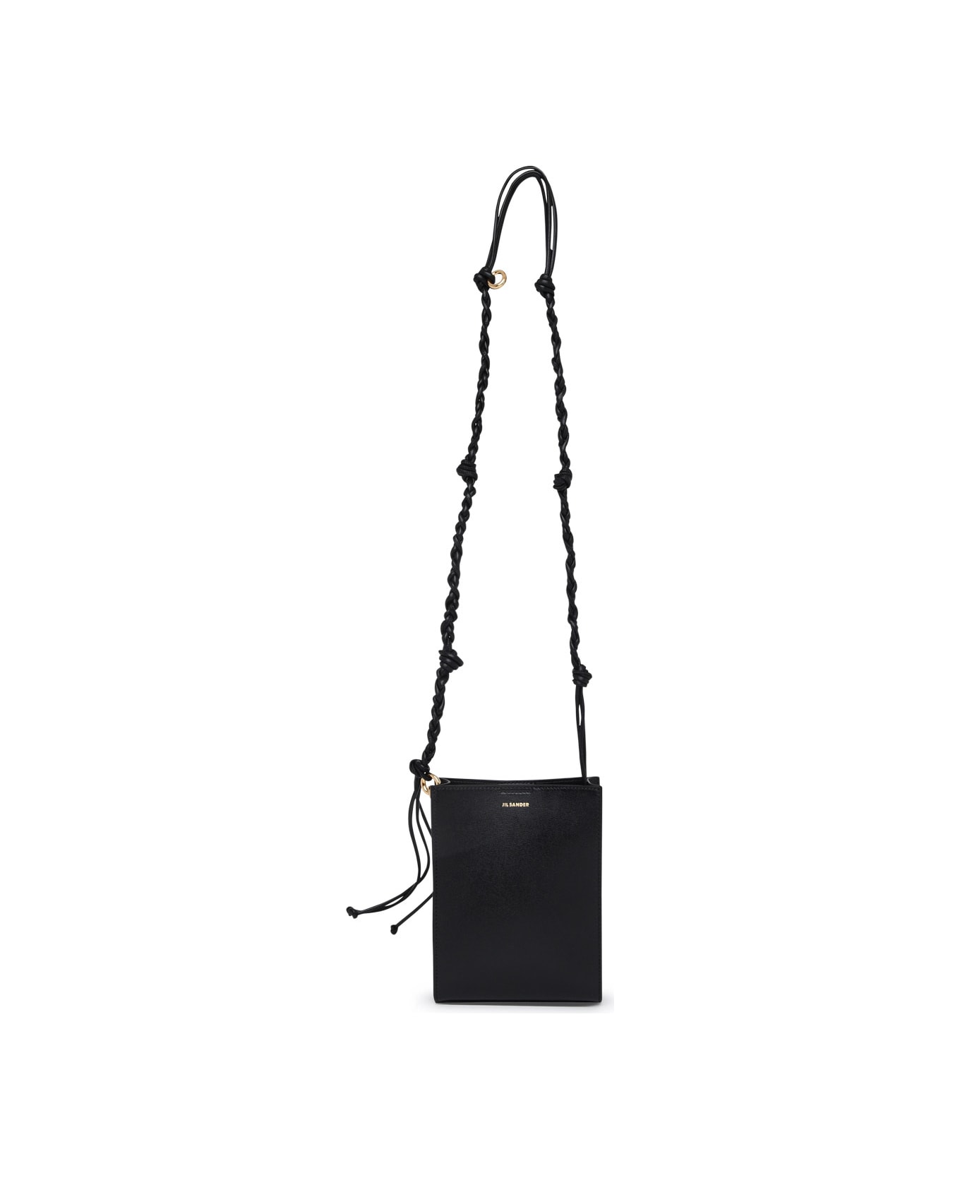 Jil Sander Tangle Ring Crossbody Bag In Black Leather - Nero