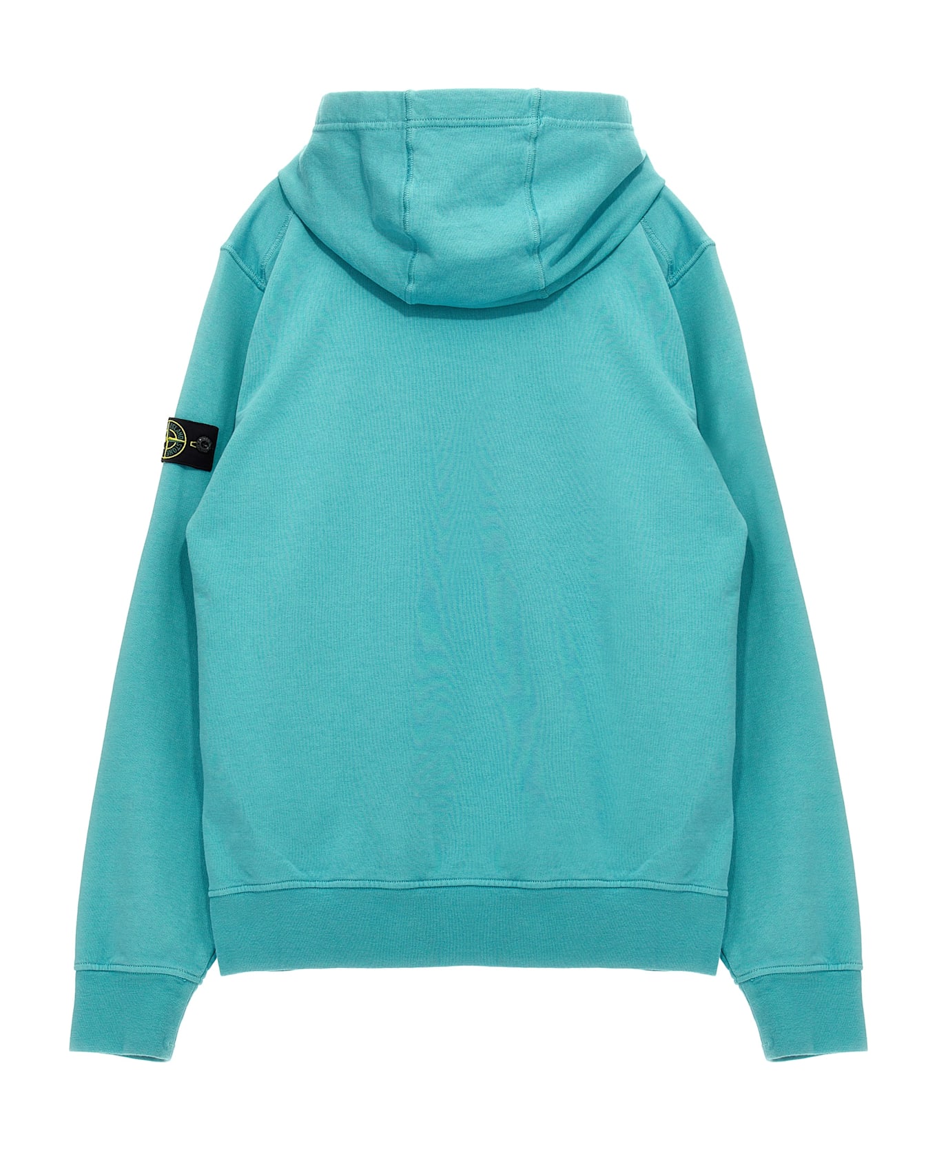 Stone Island Junior Logo Badge Hoodie - Light Blue