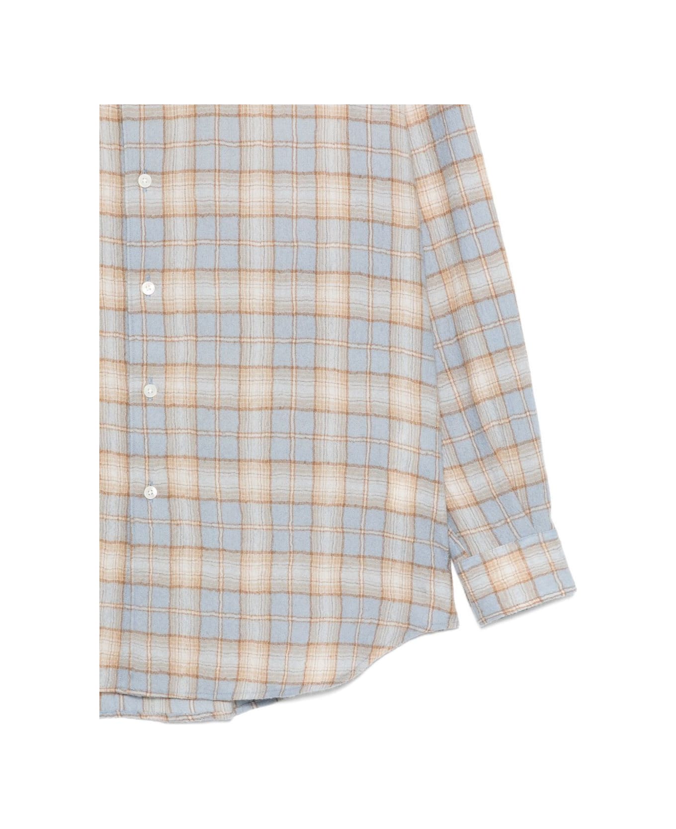 Auralee Checked Wool Shirt - Clear Blue
