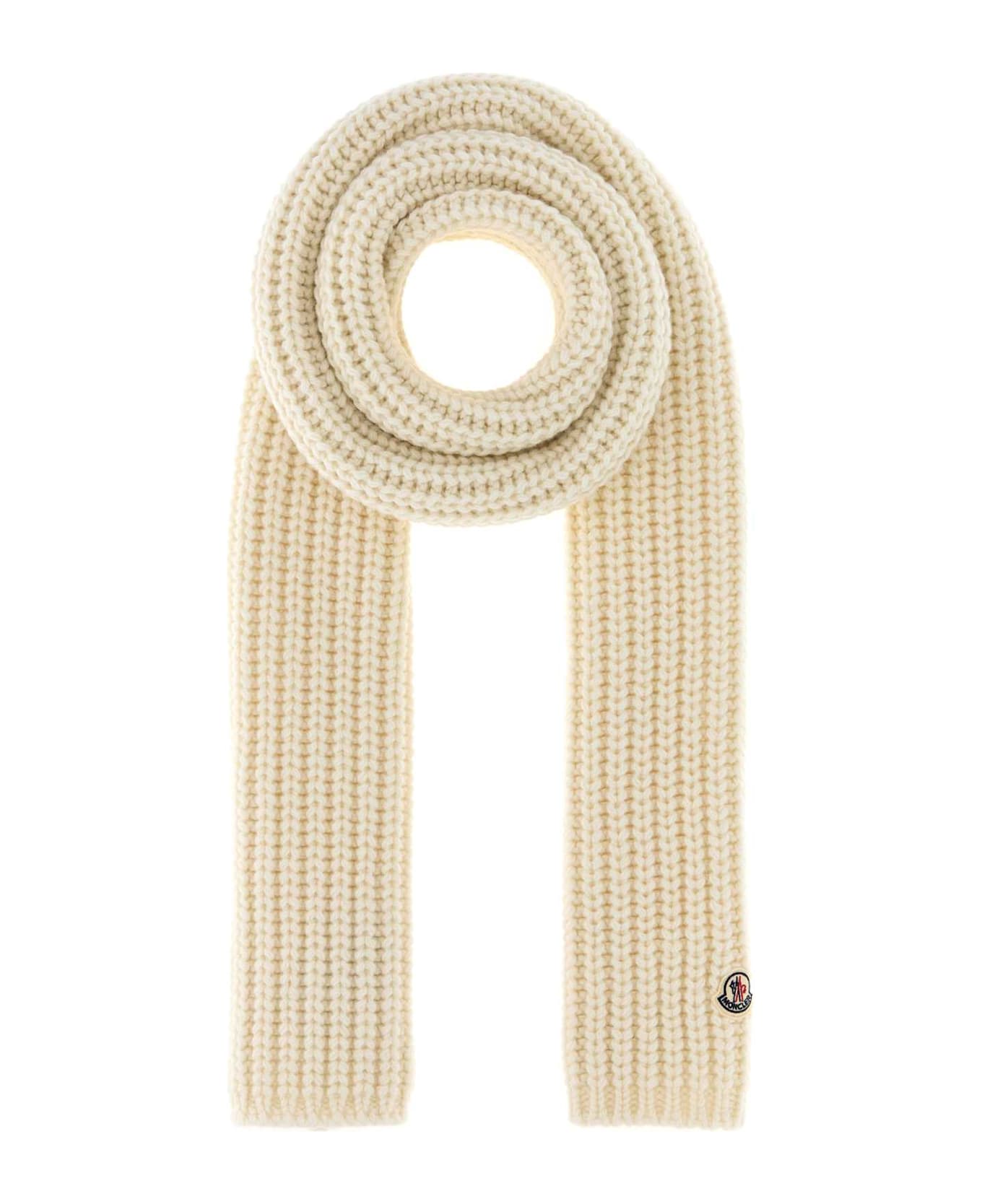 Moncler White Wool Blend Scarf - 034