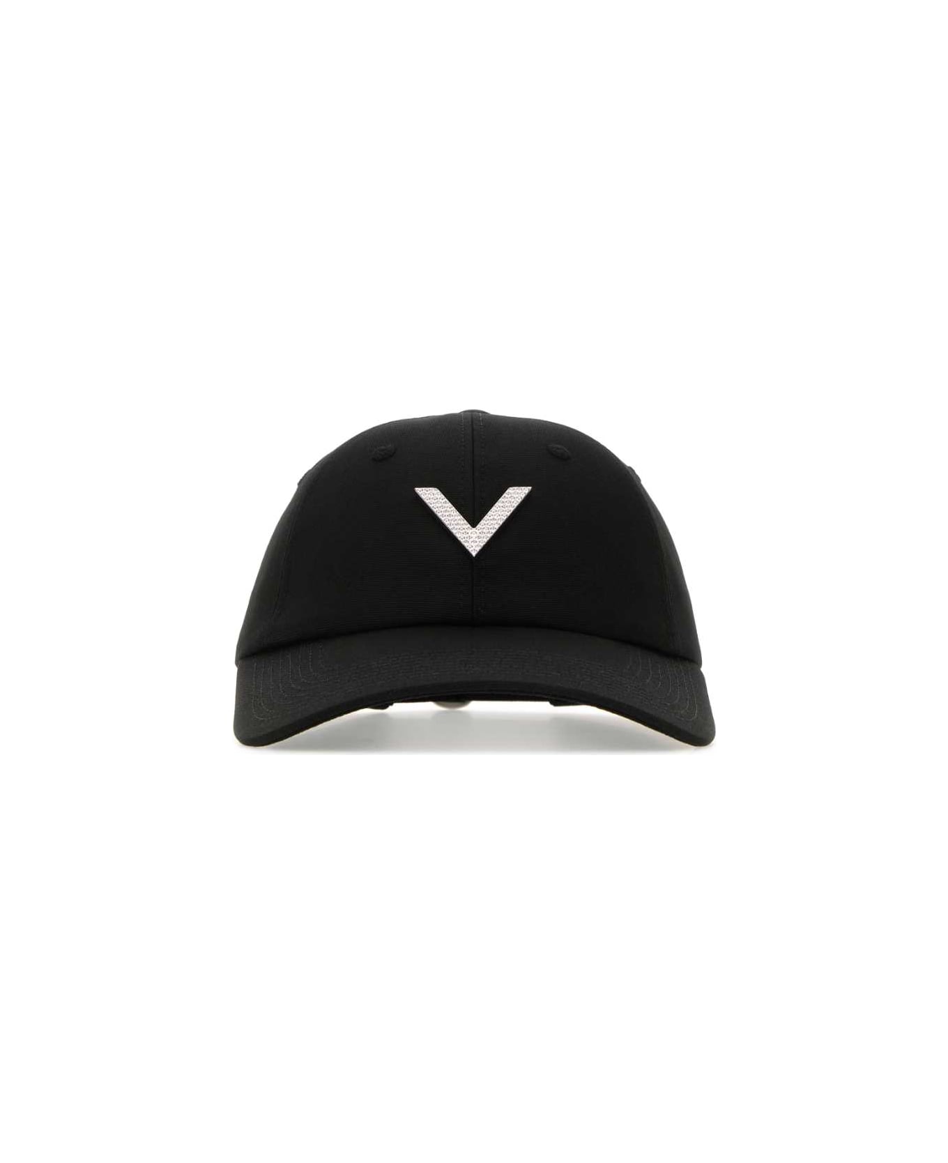 Valentino Garavani Black Stretch Cotton Baseball Cap - NEROSTRASS