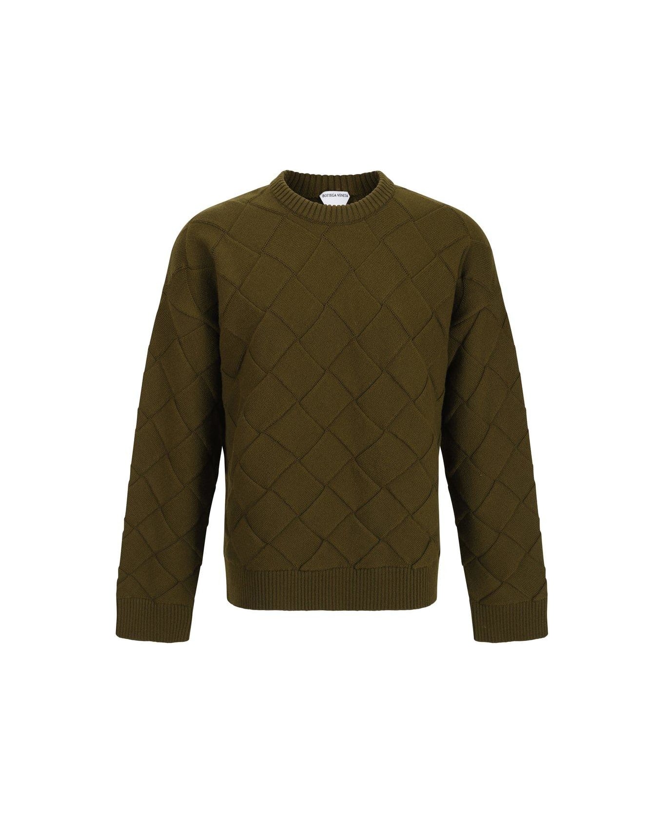 Bottega Veneta 3d Intreccio Crewneck Jumper - Olive Oil