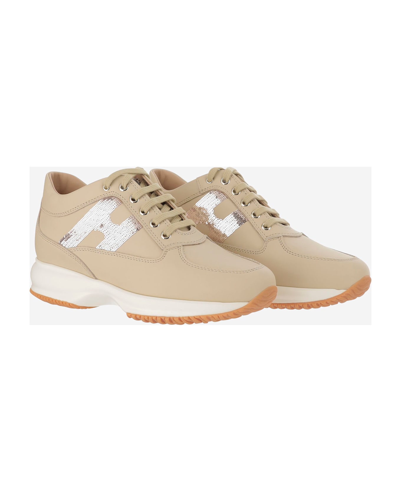 Hogan Interactive Leather Sneakers - Beige