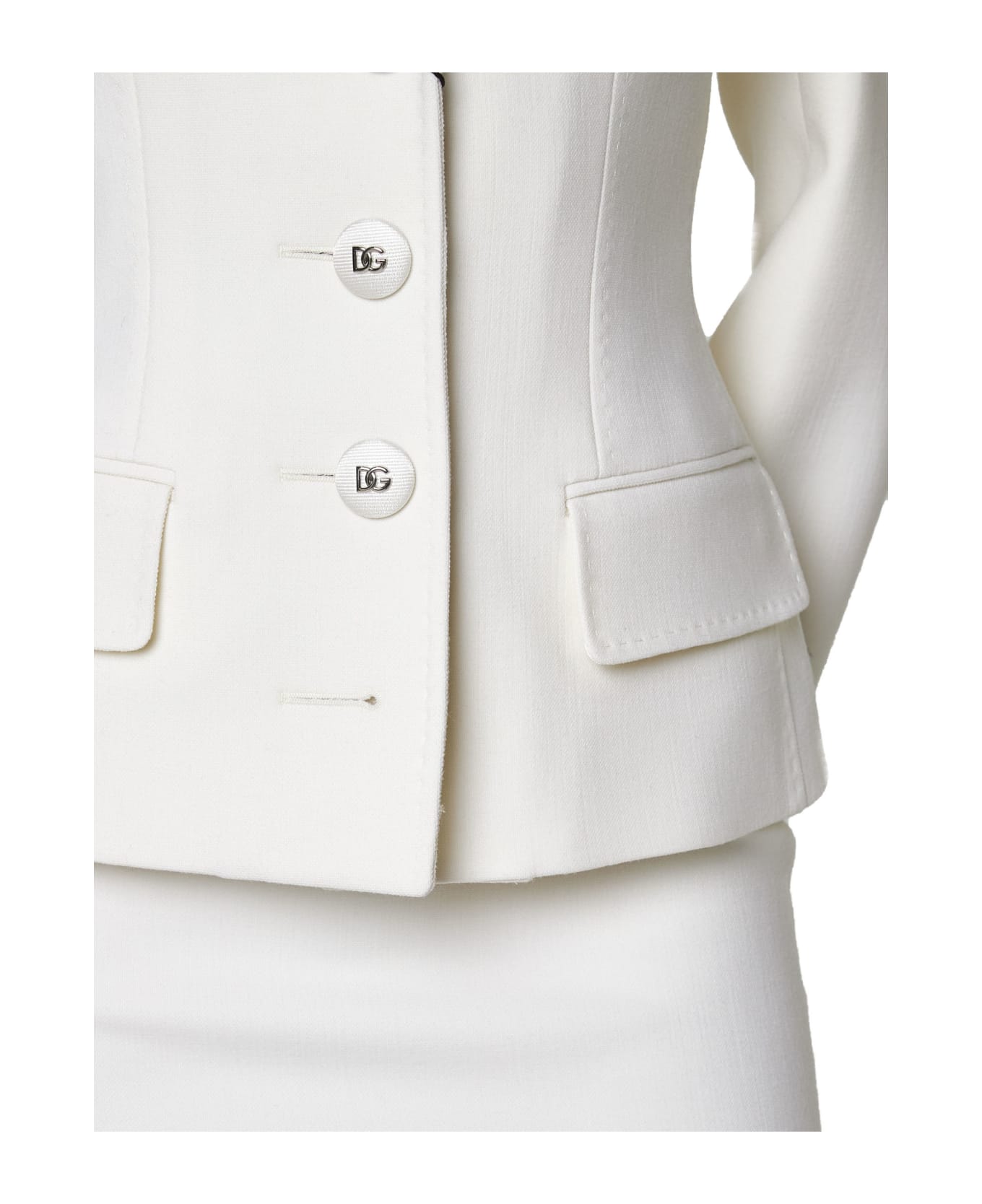 Dolce & Gabbana Single Breasted Button Jacket - Bianco naturale ブレザー