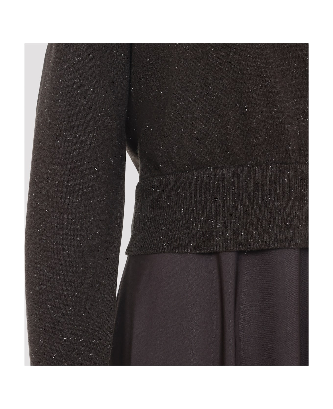 Peserico Two-fabrics Dress - D Marrone Ebano