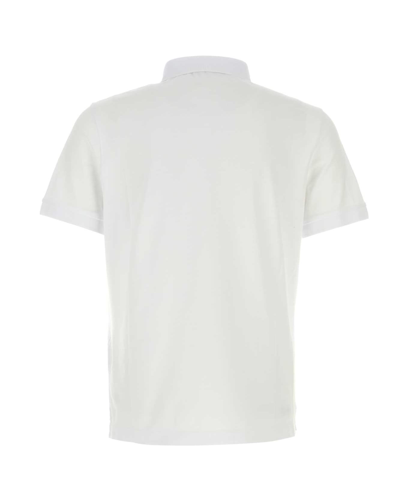 Stone Island White Stretch Piquet Polo Shirt - WHITE