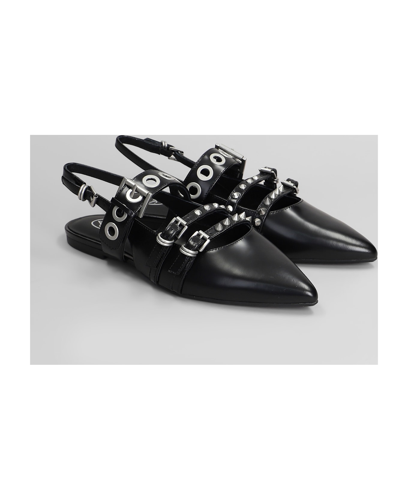 Ash Blondie Ballet Flats In Black Leather - black