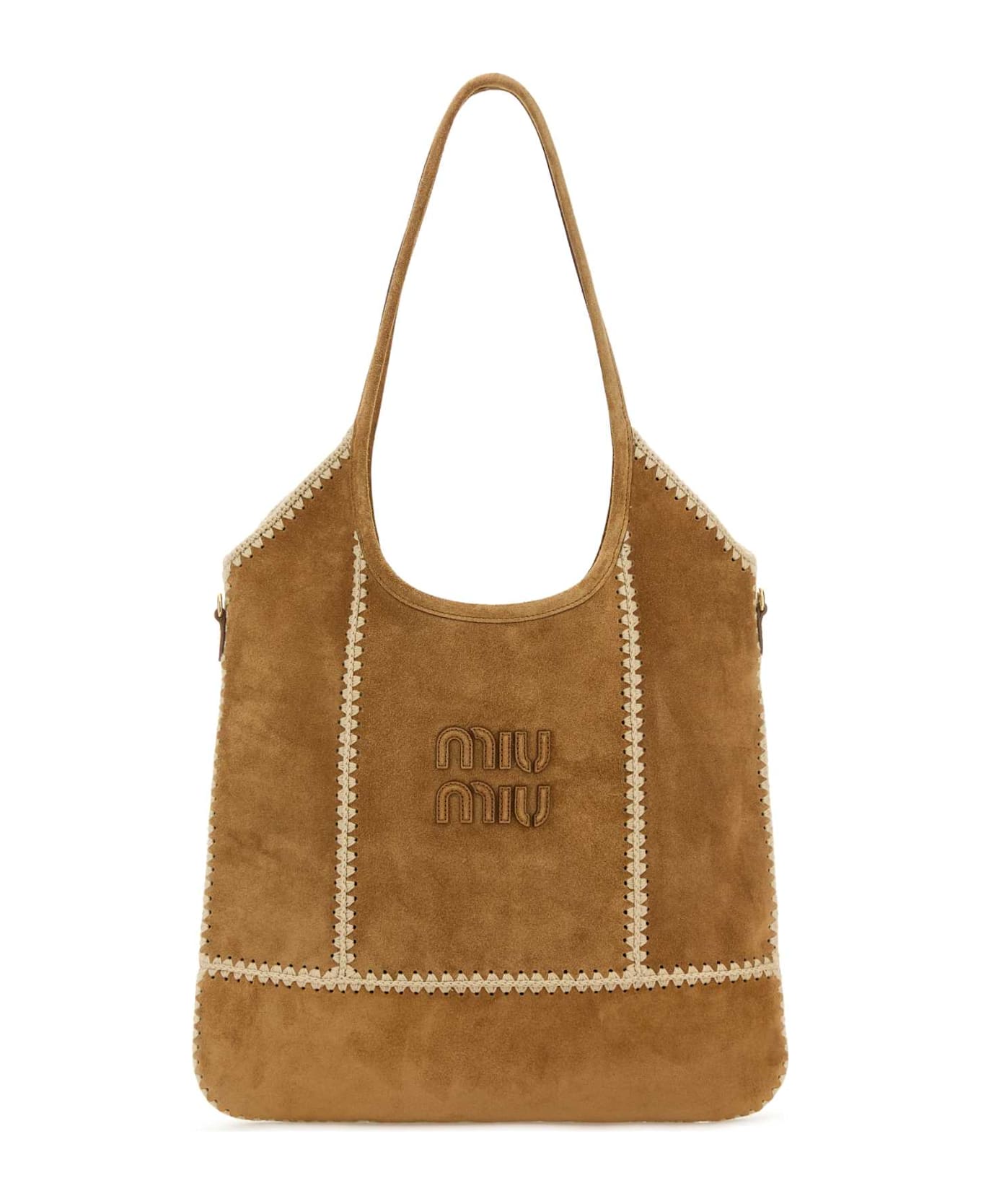 トートバッグ MIUMIU CAMEL SUEDE LEATHER SHOPPING BAG MIU MIU - 新品 ミュウミュウ MIU MIU トートバッグ グレー
