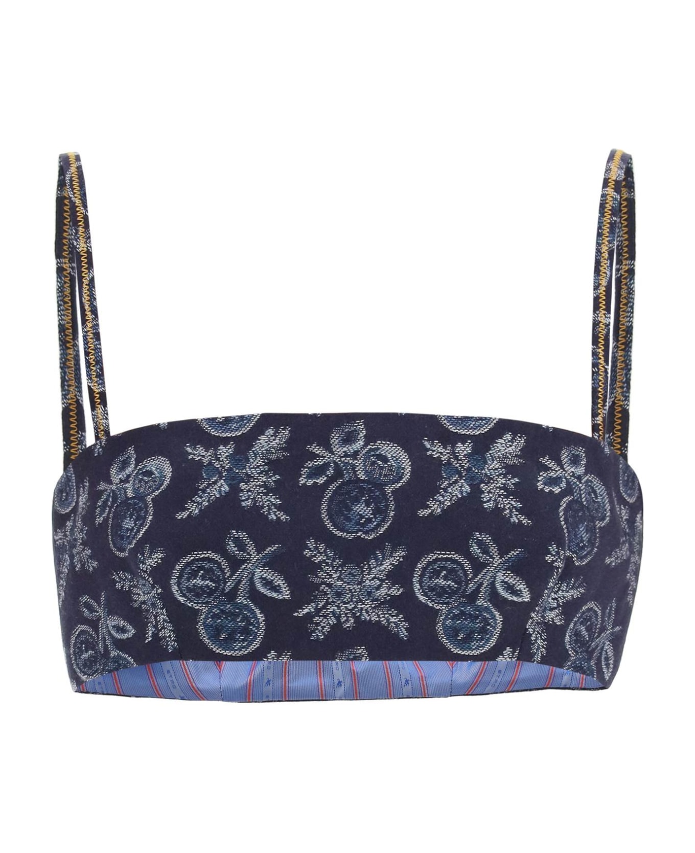 Etro Jacquard Demin Bralette Top - Blue