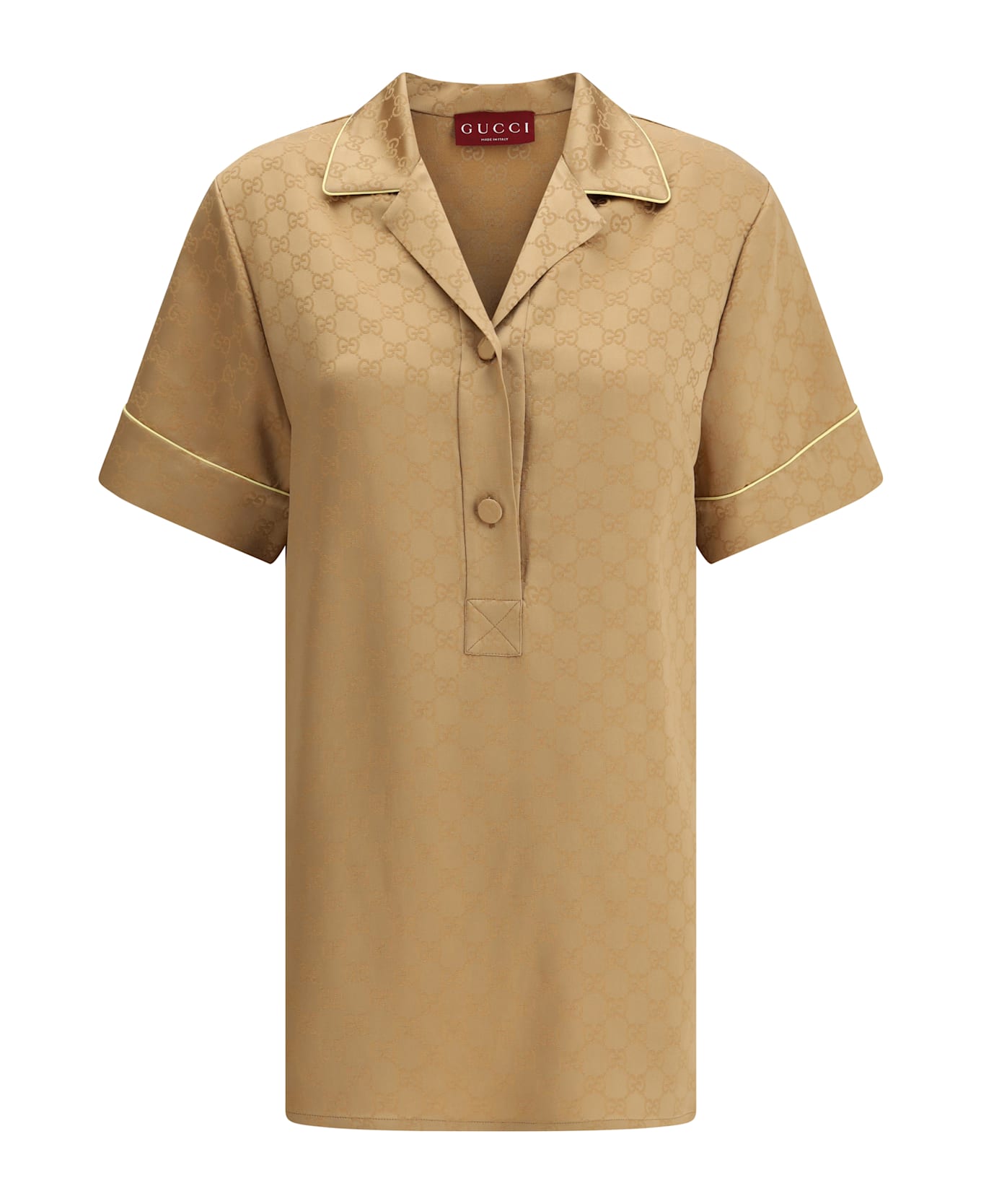 Gucci Gg Pattern Silk Shirt - Rame/mix