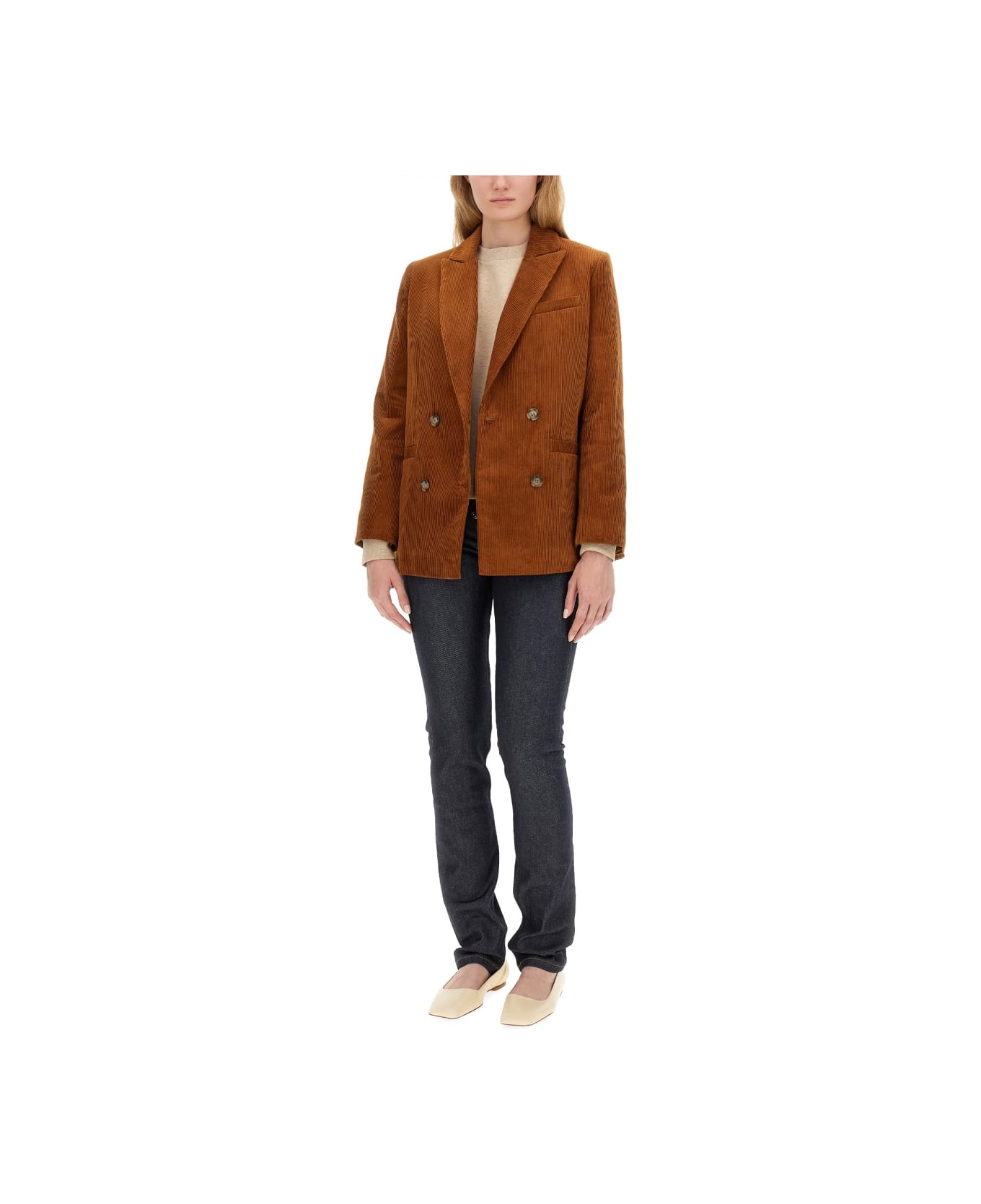 A.P.C. Double-breasted Jacket - BEIGE