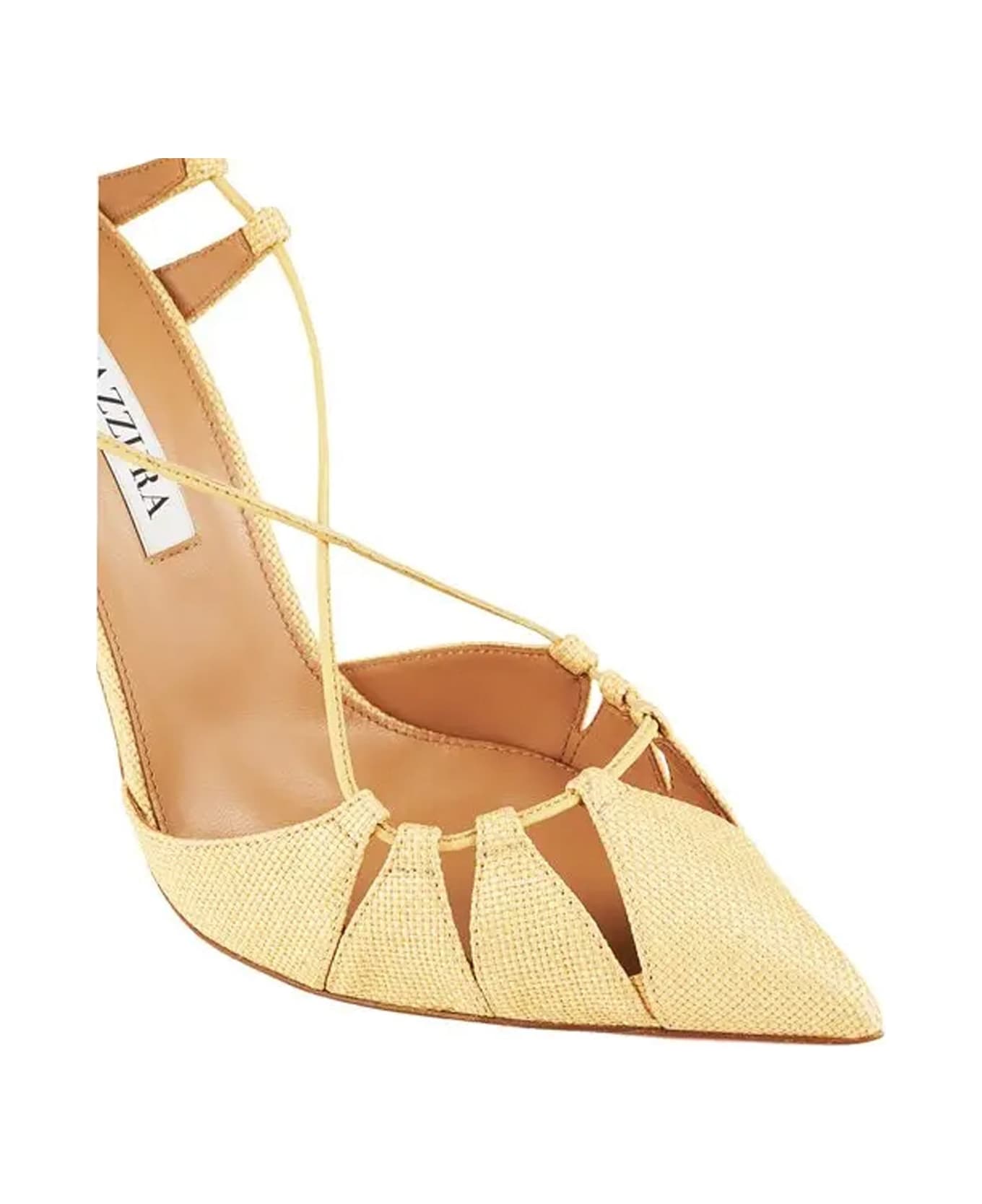 Aquazzura Aquazzurra Bellissima Woven Raffia Stiletto Sandals - Yellow