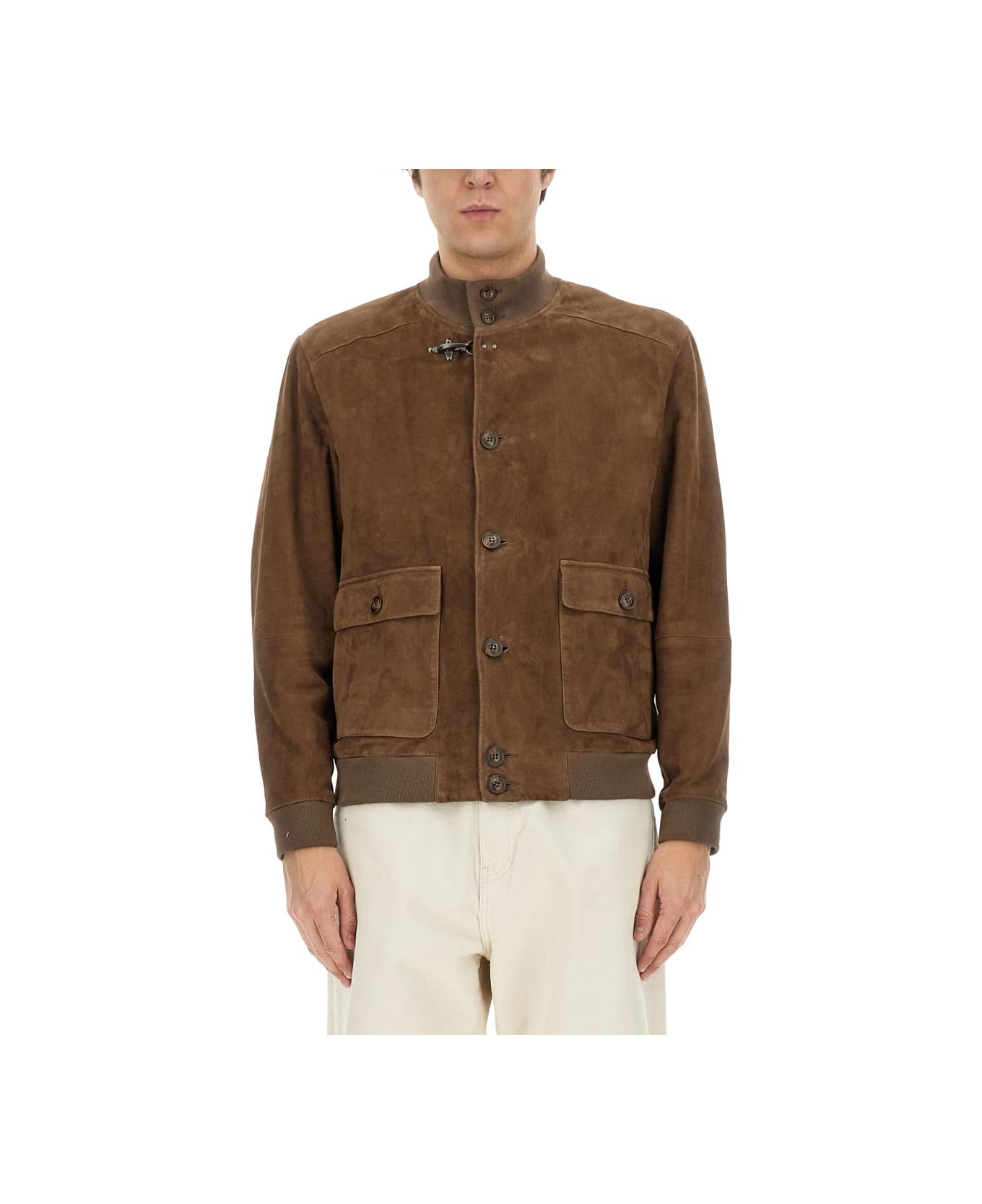 Fay Leather Jacket - BROWN