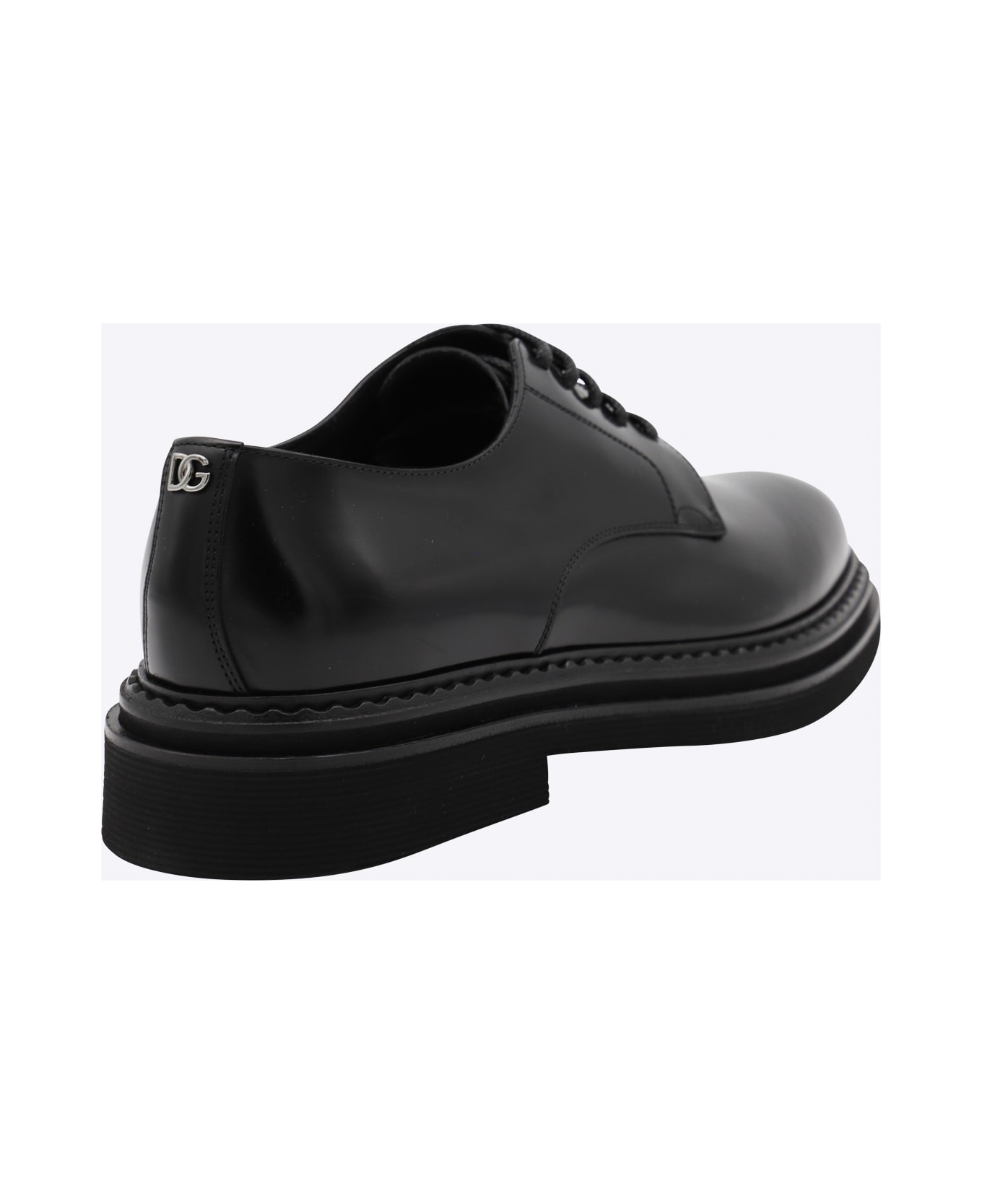 Dolce 
Gabbana Black Leather Lace Up Shoes - Black