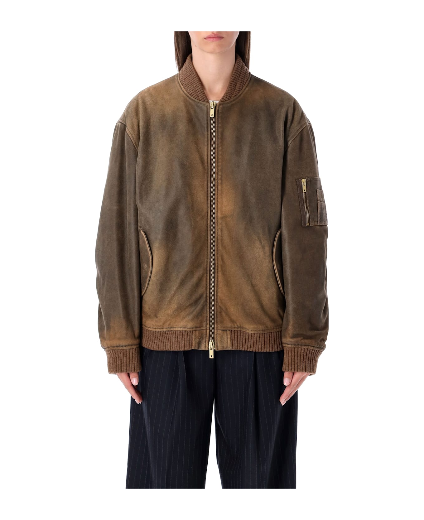 Golden Goose Unisex Brown Bomber Jacket - FRENCH ROAST BROWN