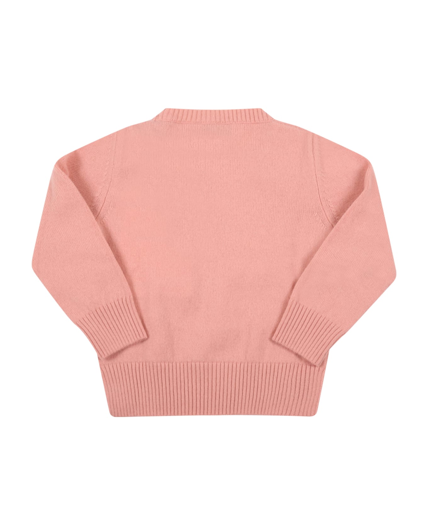 Moncler Pink Sweater For Baby Girl With Logo - Pink