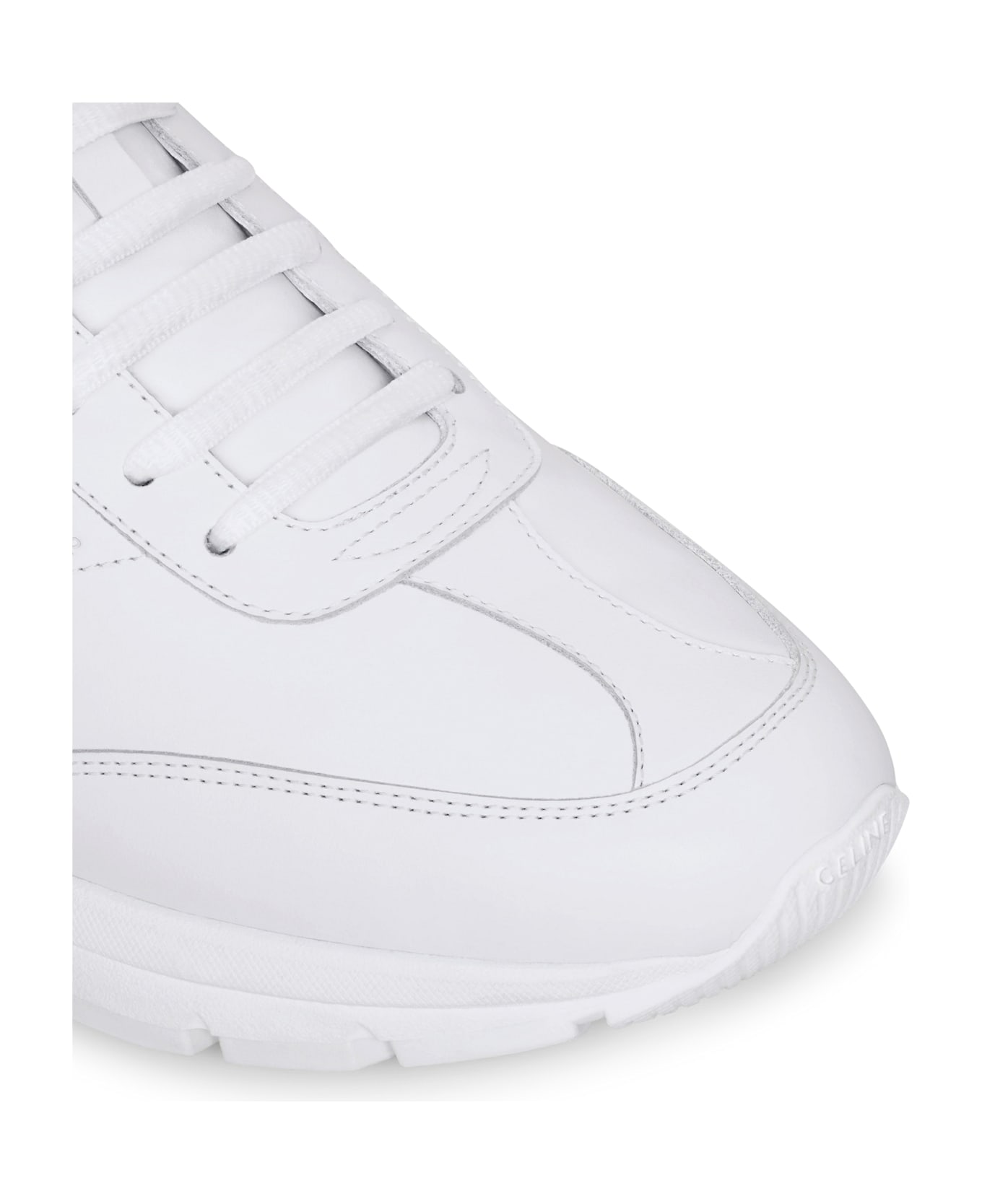 Celine Runner Cr-02 Low Lace-up Sneaker In Calfskin - White