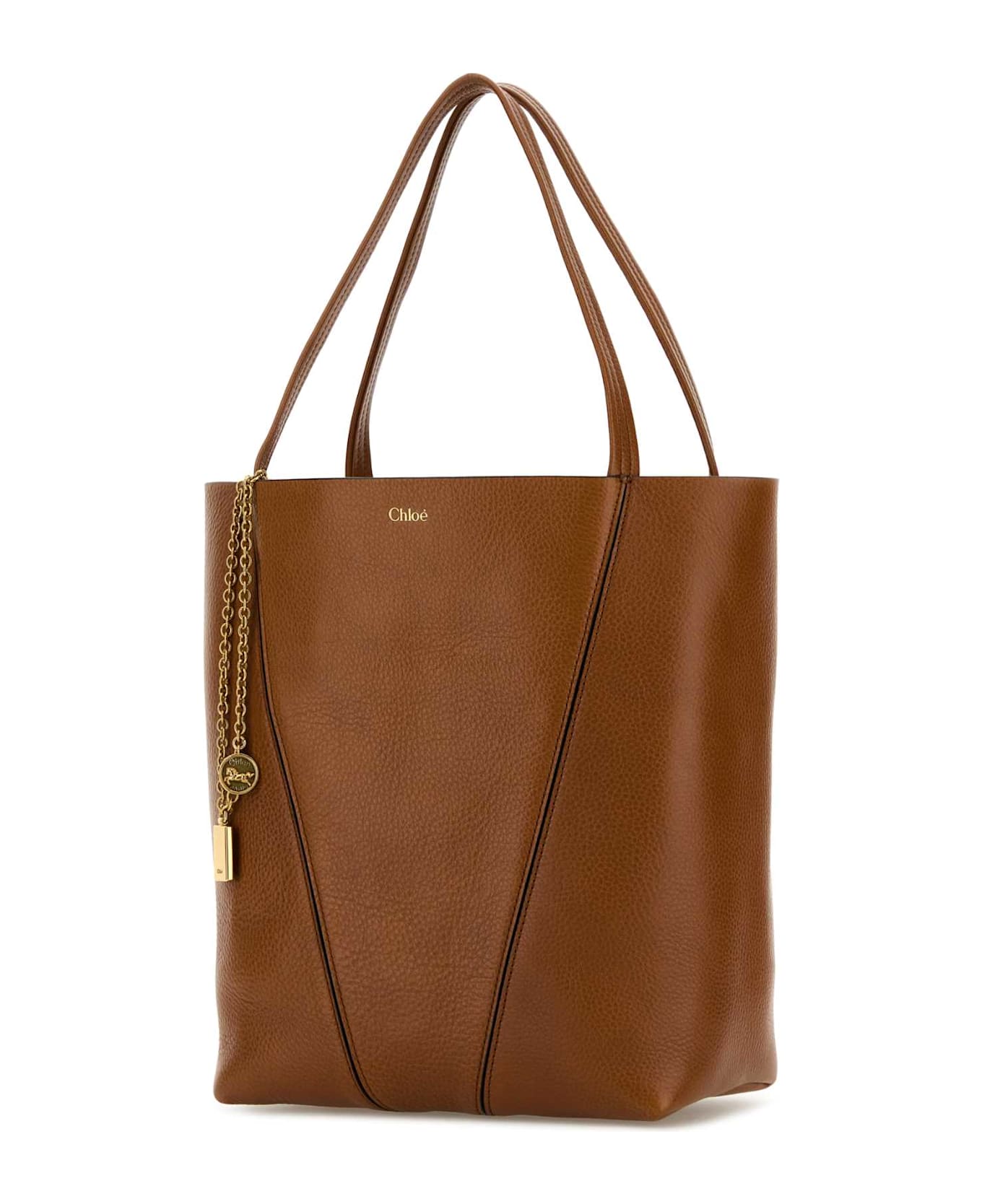 Chloé Caramel Leather Spin Shopping Bag - CLAYBROWN
