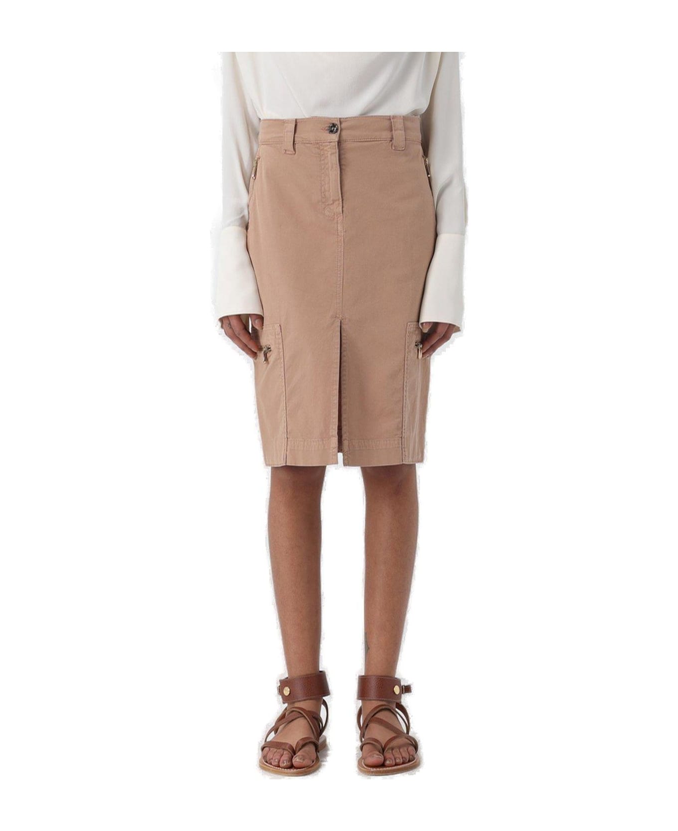 Pinko High-waist Slit-detailed Midi Skirt - BROWN スカート