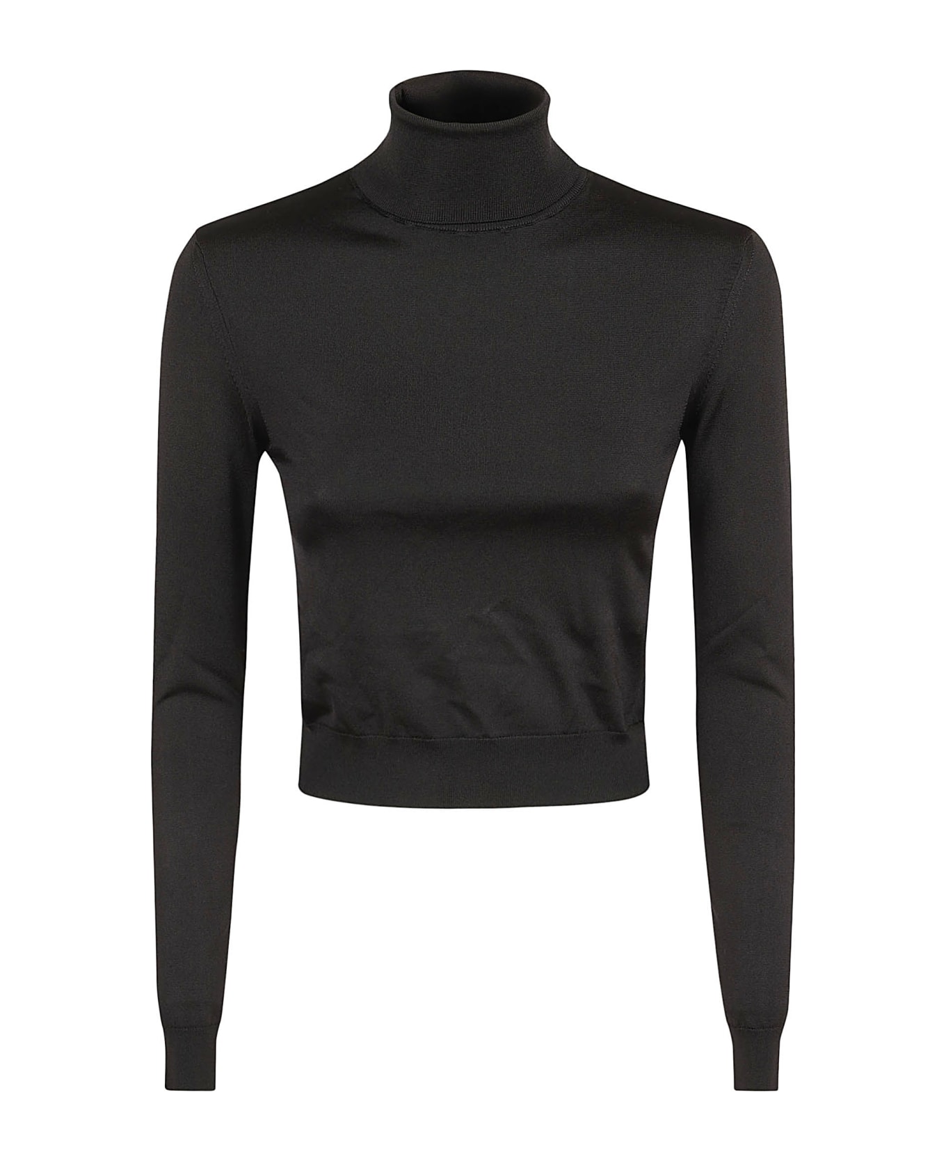 Ralph Lauren Crop Tn-long Sleeve-pullover - Black ニットウェア