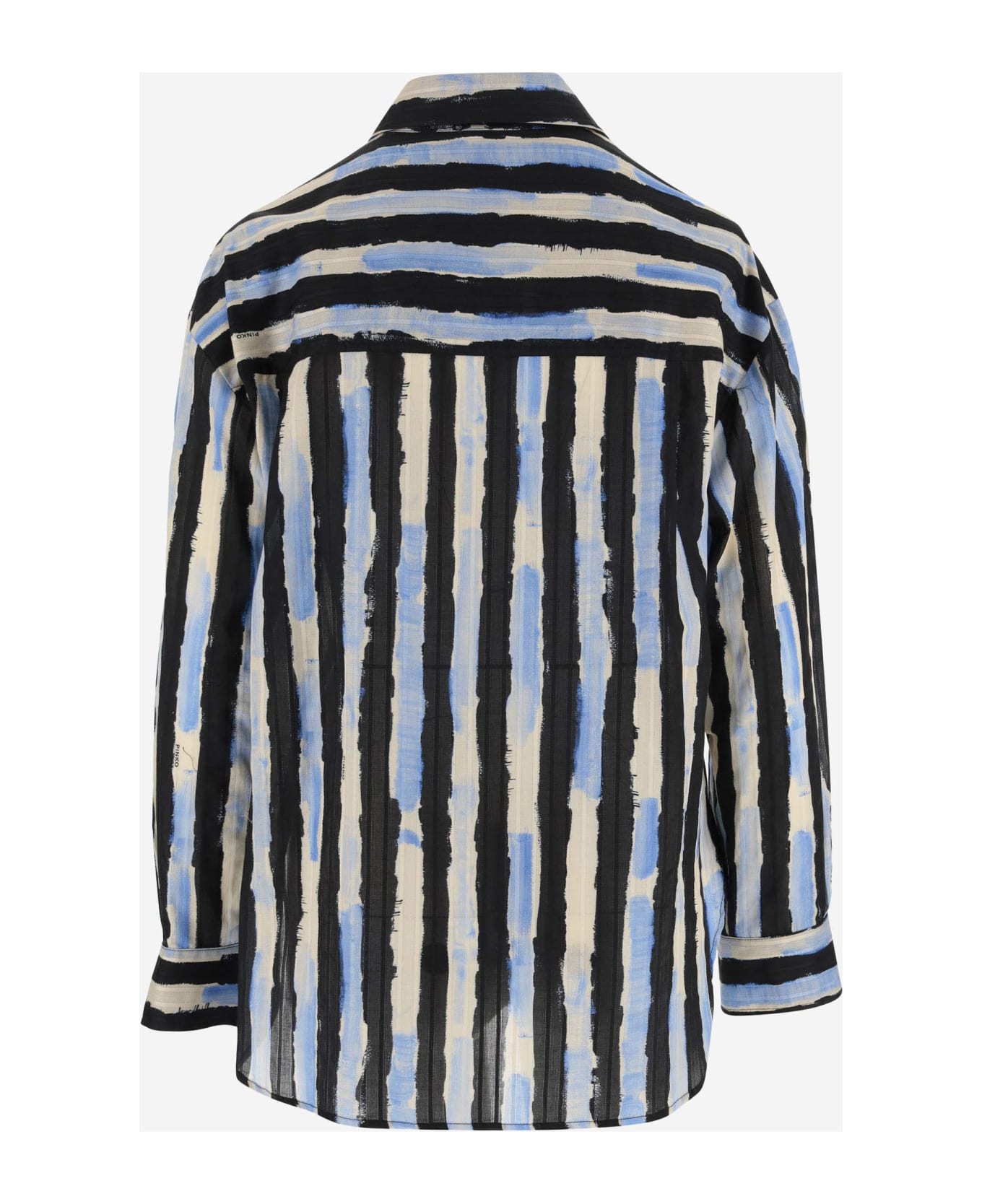 Pinko Striped Cotton Shirt - Dze Nero Burro Azzurro