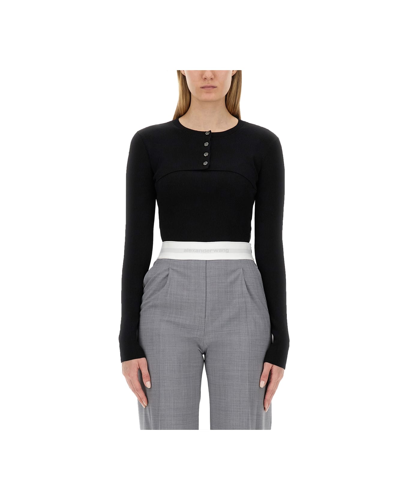 Alexander Wang Cropped Sweater - BLACK