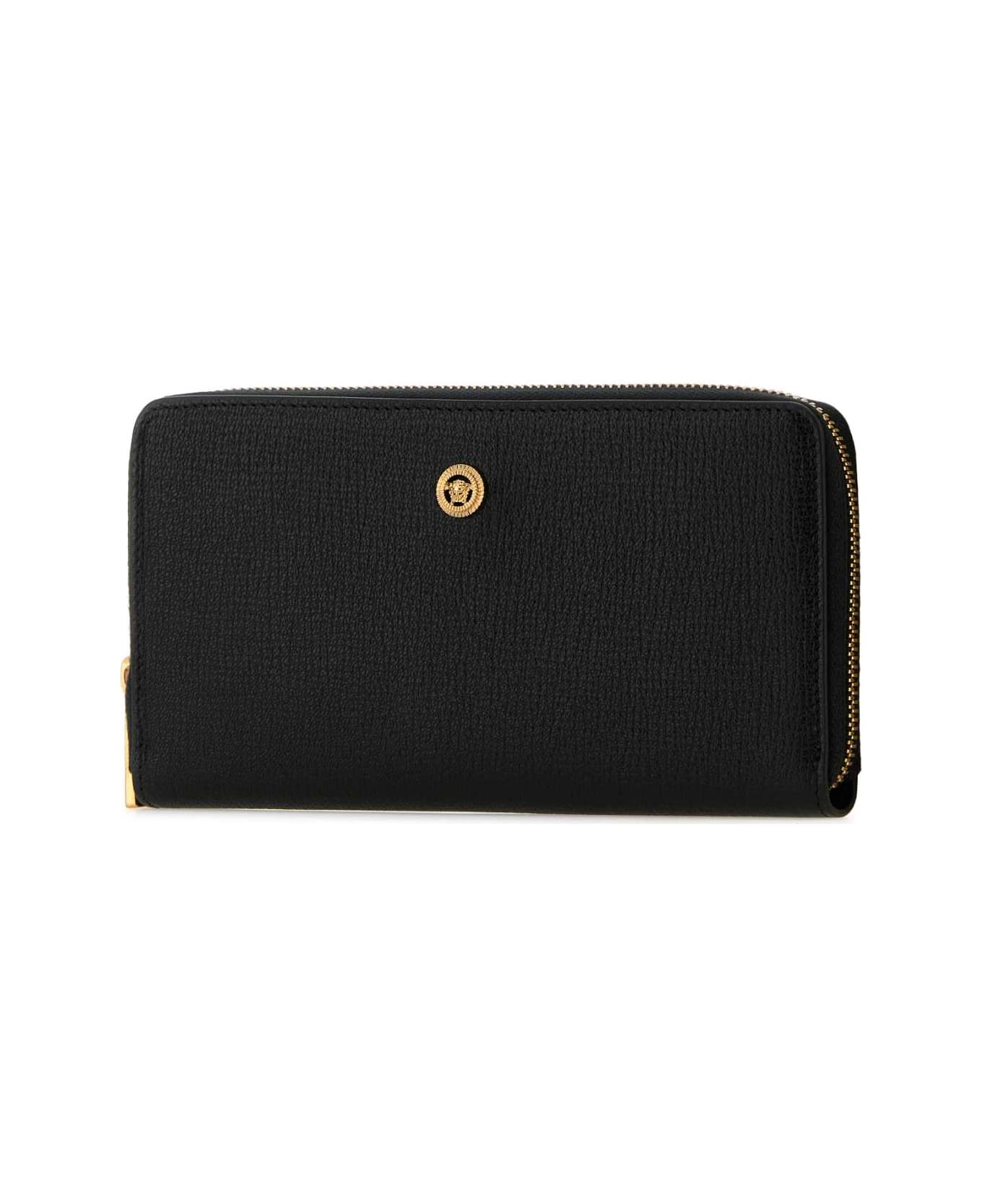 Versace Black Leather Medusa Biggie Wallet - BLACKVERSACEGOLD